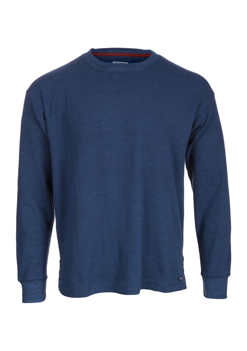 Mens Extended Tail Thermal Knit Crew Pullover