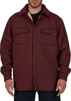 Smith's Workwear Men's Sherpa Heather Thermal Shirt Jacket, Burgundy, XL