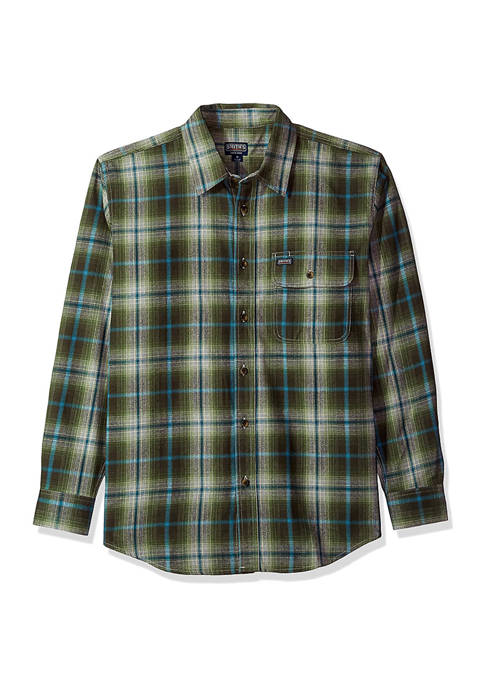Smith's Workwear Mens Plaid One Pocket Flannel Button