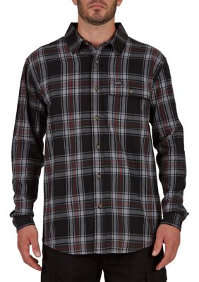 Plaid Pocket Flannel Button-Up Shirt