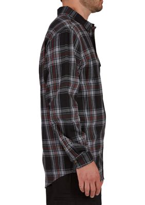 Plaid Pocket Flannel Button-Up Shirt