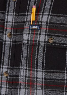 Plaid Pocket Flannel Button-Up Shirt