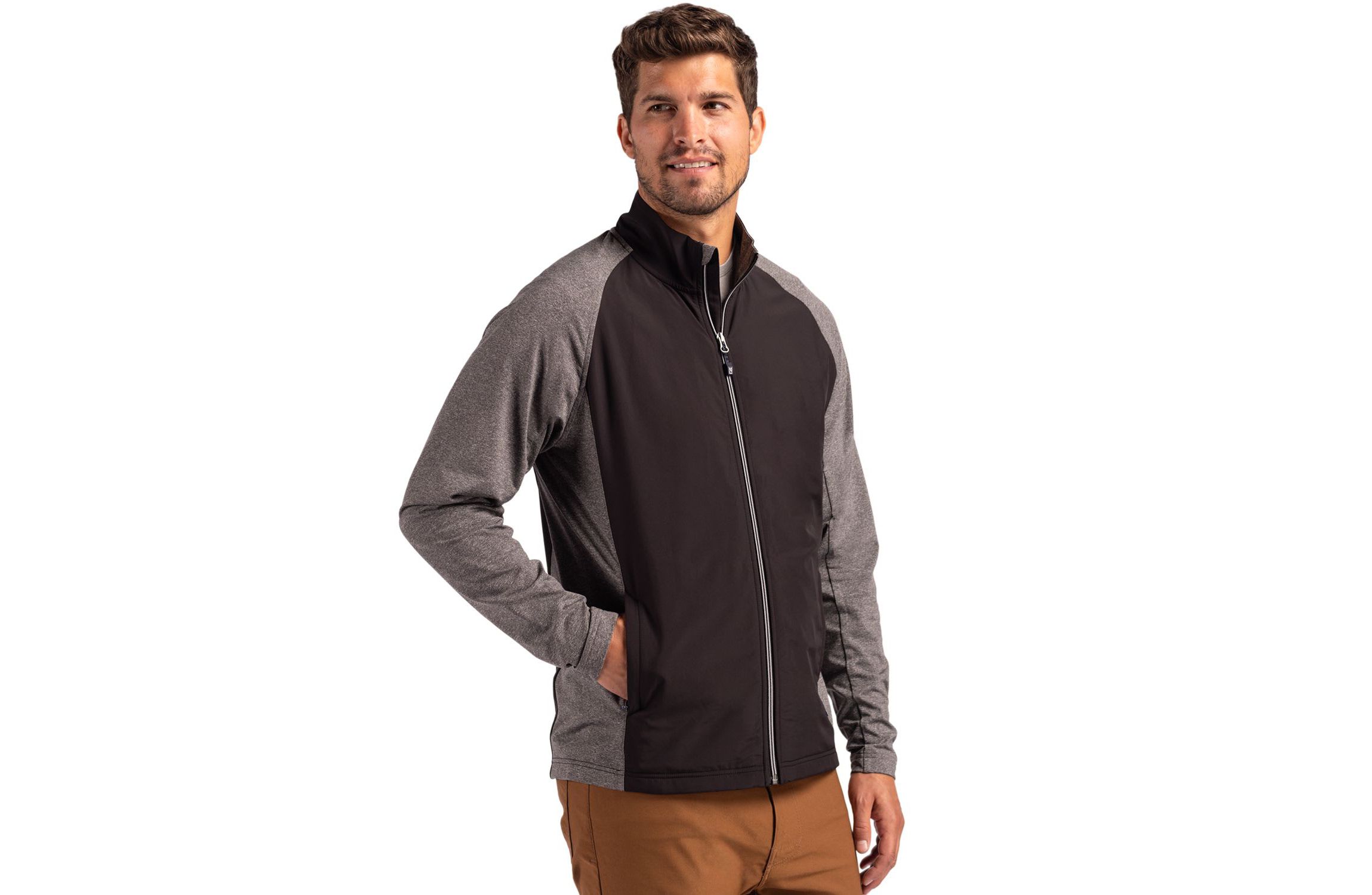 Cutter & Buck Adapt Eco Knit Hybrid Recycled Mens Big & Tall Full Zip Jacket
