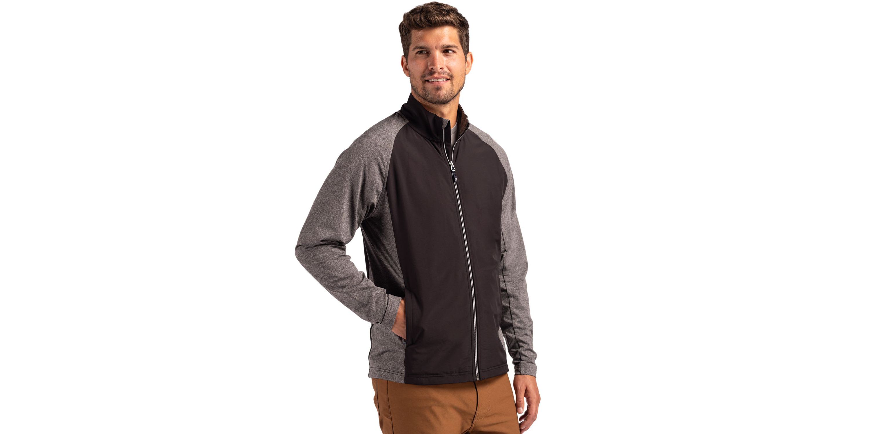 Cutter & Buck Adapt Eco Knit Hybrid Recycled Mens Big & Tall Full Zip Jacket