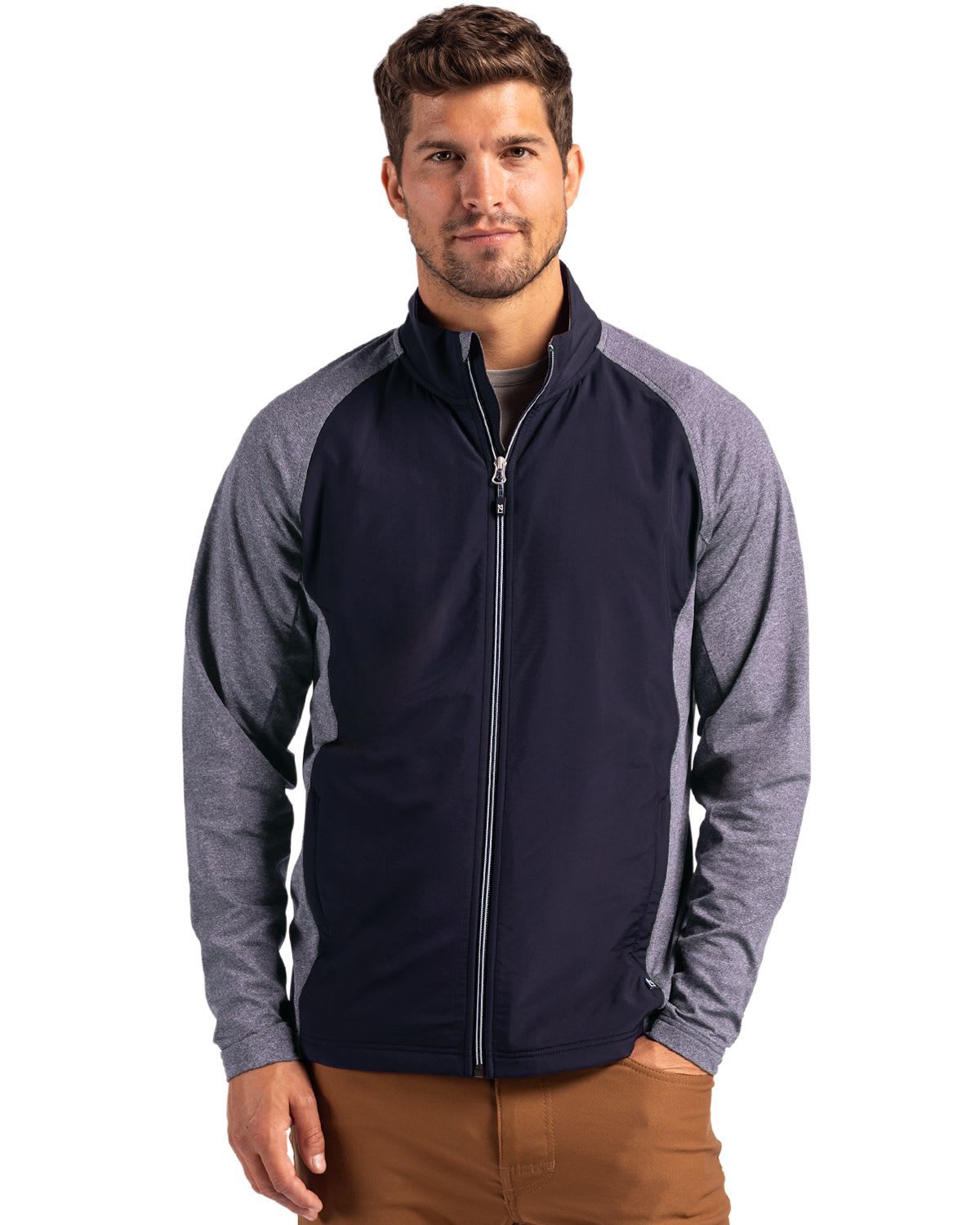 Cutter & Buck Adapt Eco Knit Hybrid Recycled Mens Big & Tall Full Zip Jacket