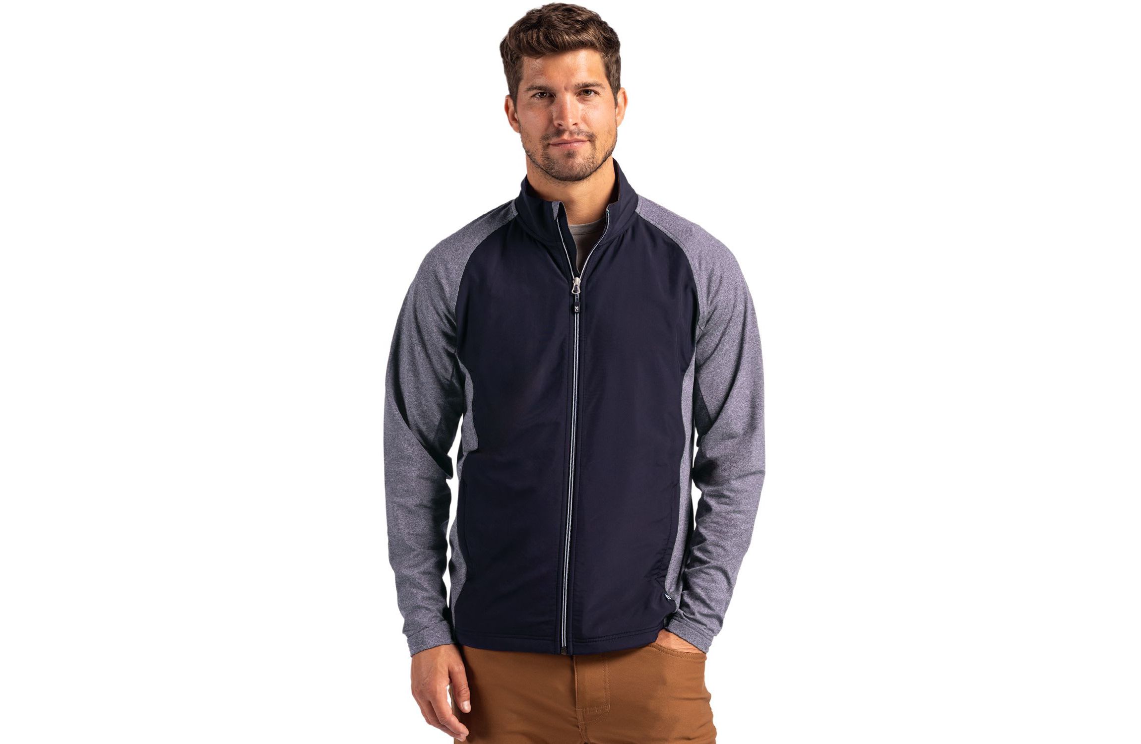 Cutter & Buck Adapt Eco Knit Hybrid Recycled Mens Big & Tall Full Zip Jacket