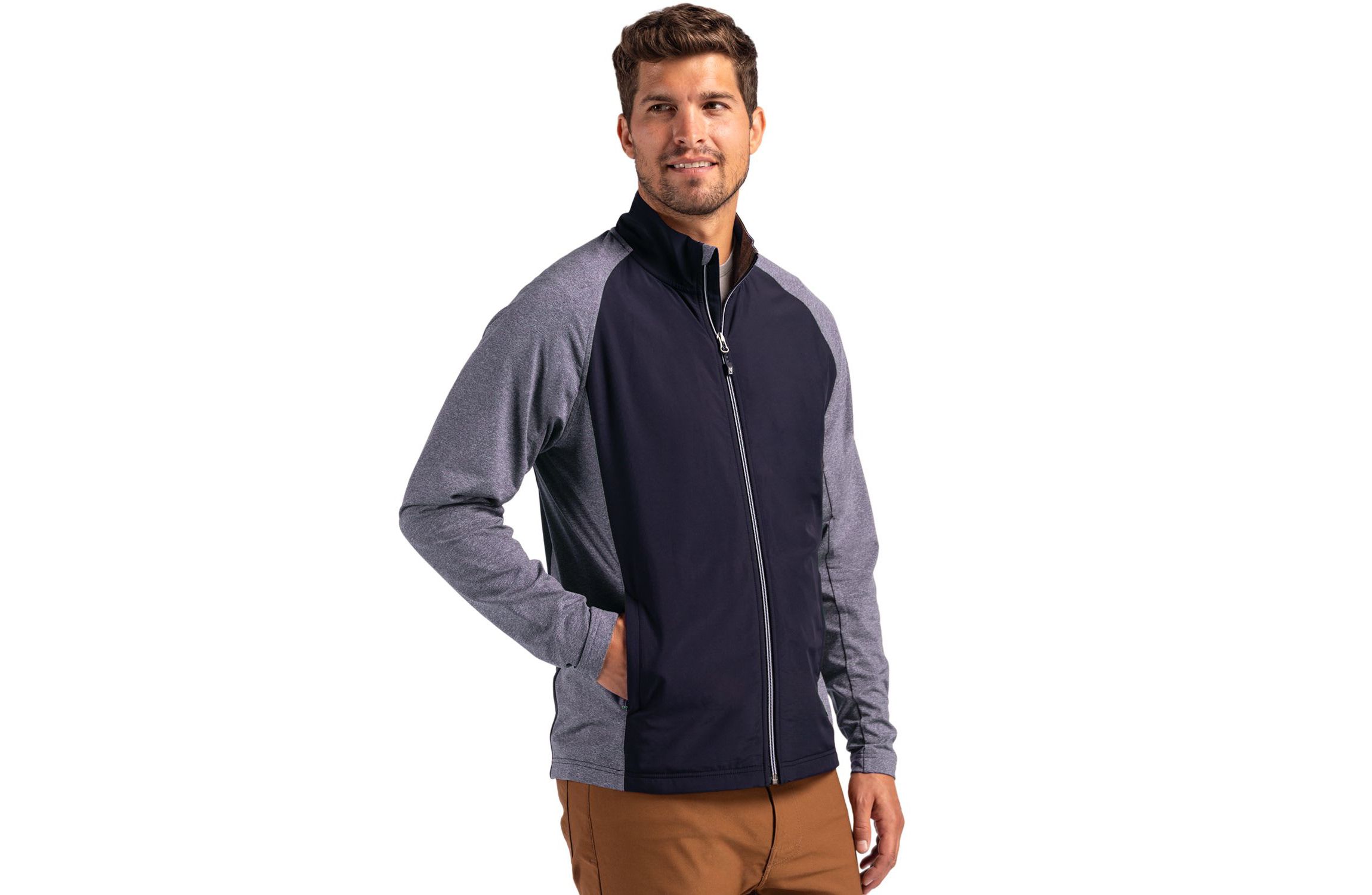 Cutter & Buck Adapt Eco Knit Hybrid Recycled Mens Big & Tall Full Zip Jacket