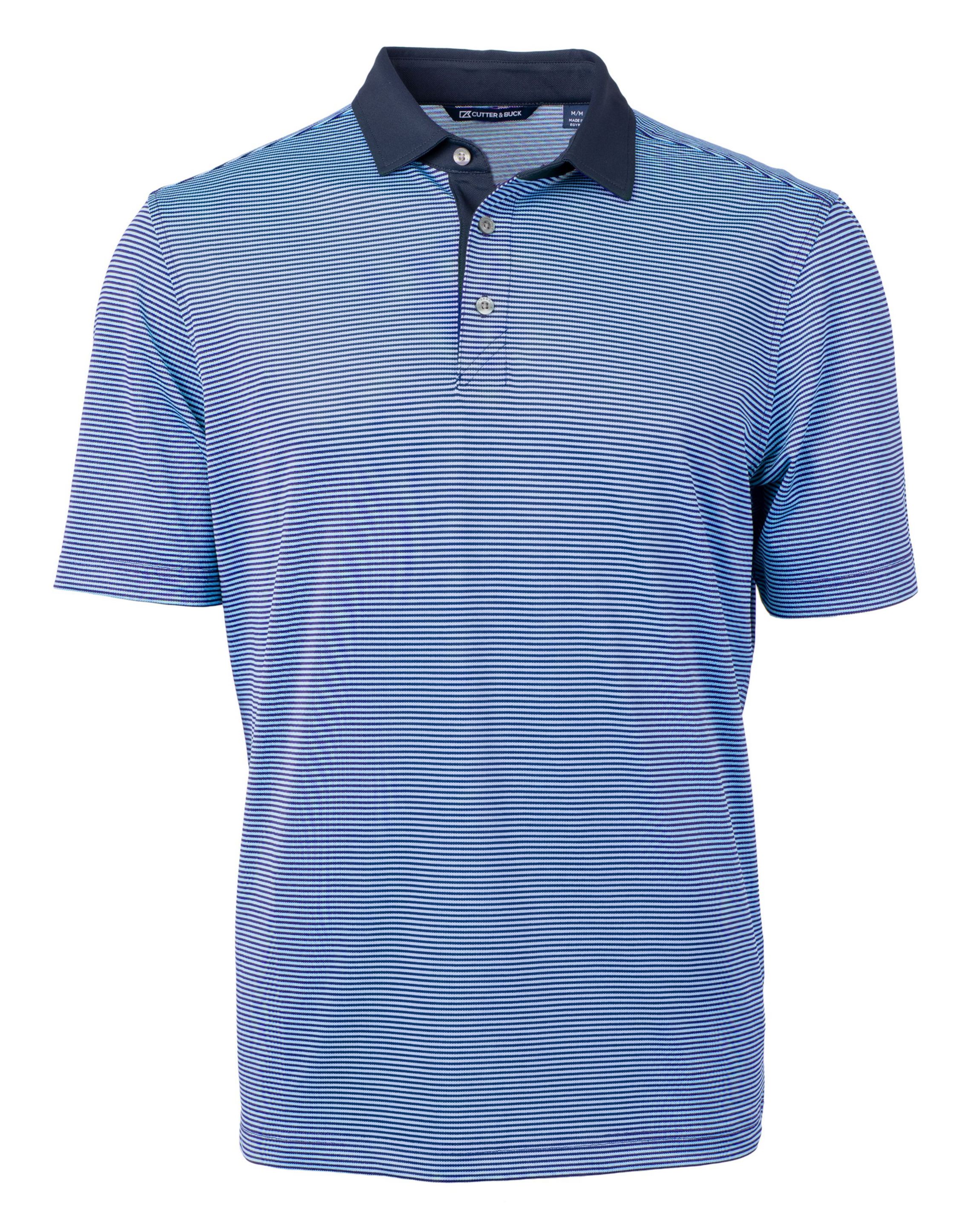 Virtue Eco Pique Micro Stripe Recycled Mens Big & Tall Polo