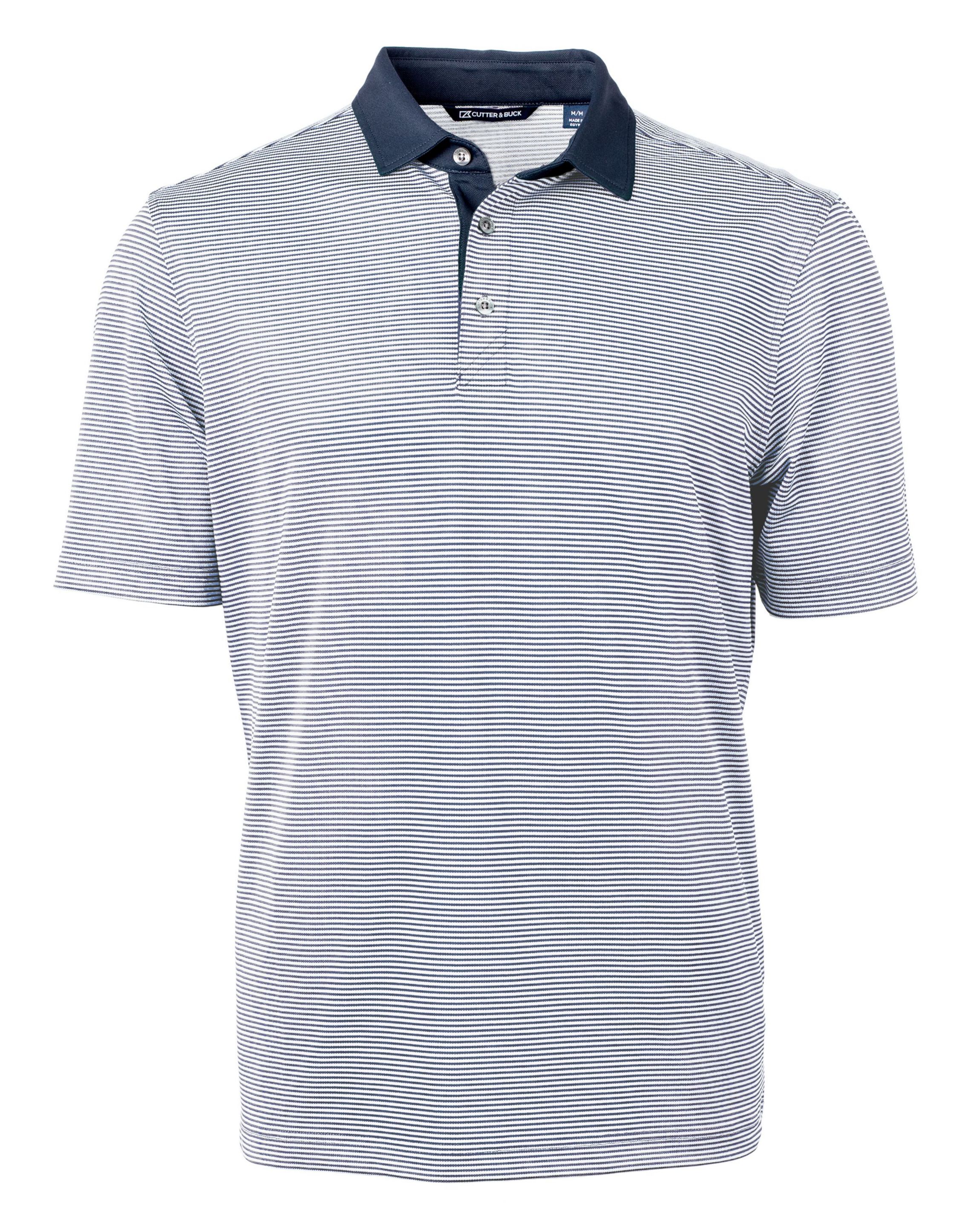 Virtue Eco Pique Micro Stripe Recycled Mens Big & Tall Polo