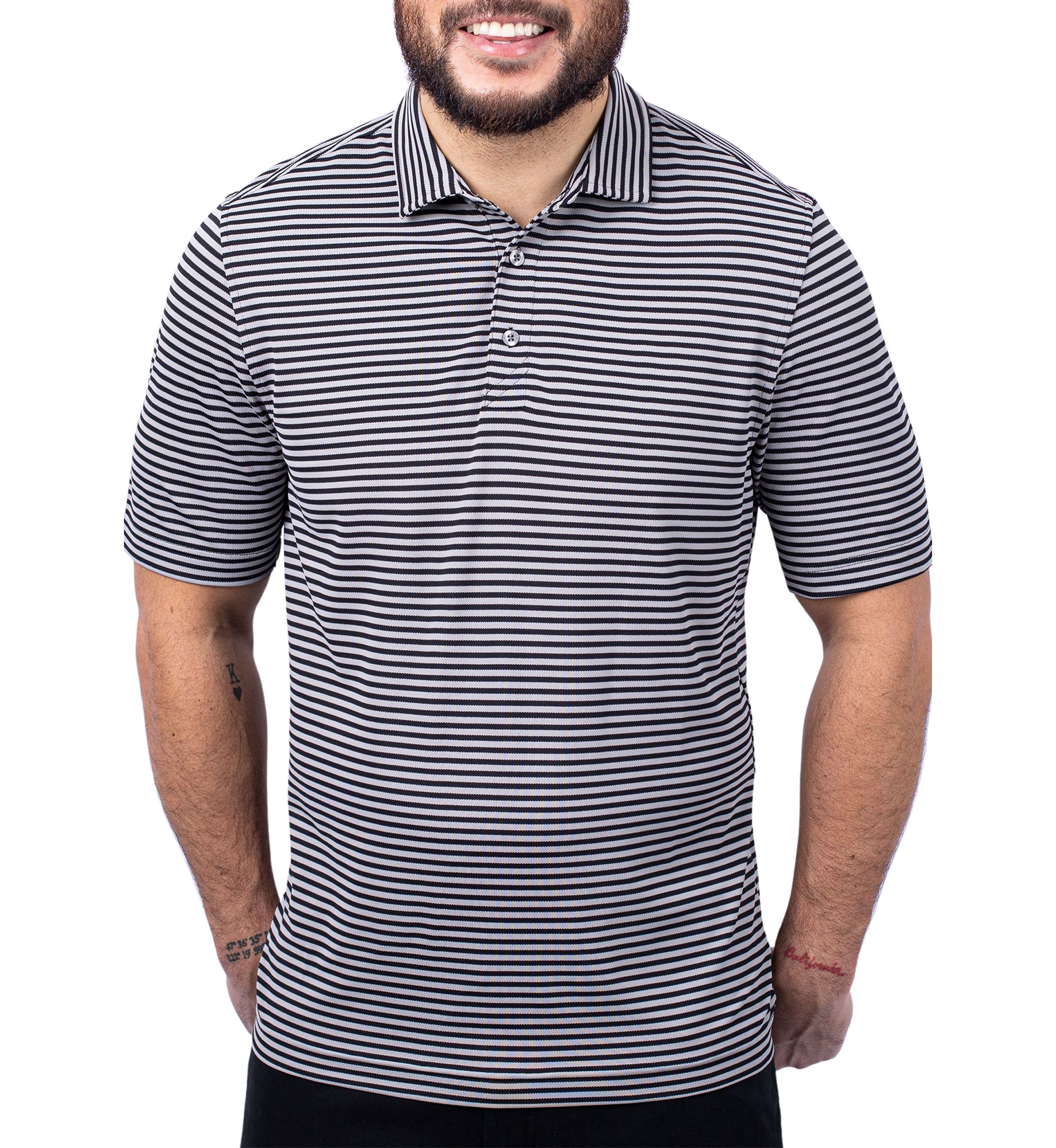 Big & Tall Virtue Eco Pique Stripe Recycled Mens Big and Tall Polo