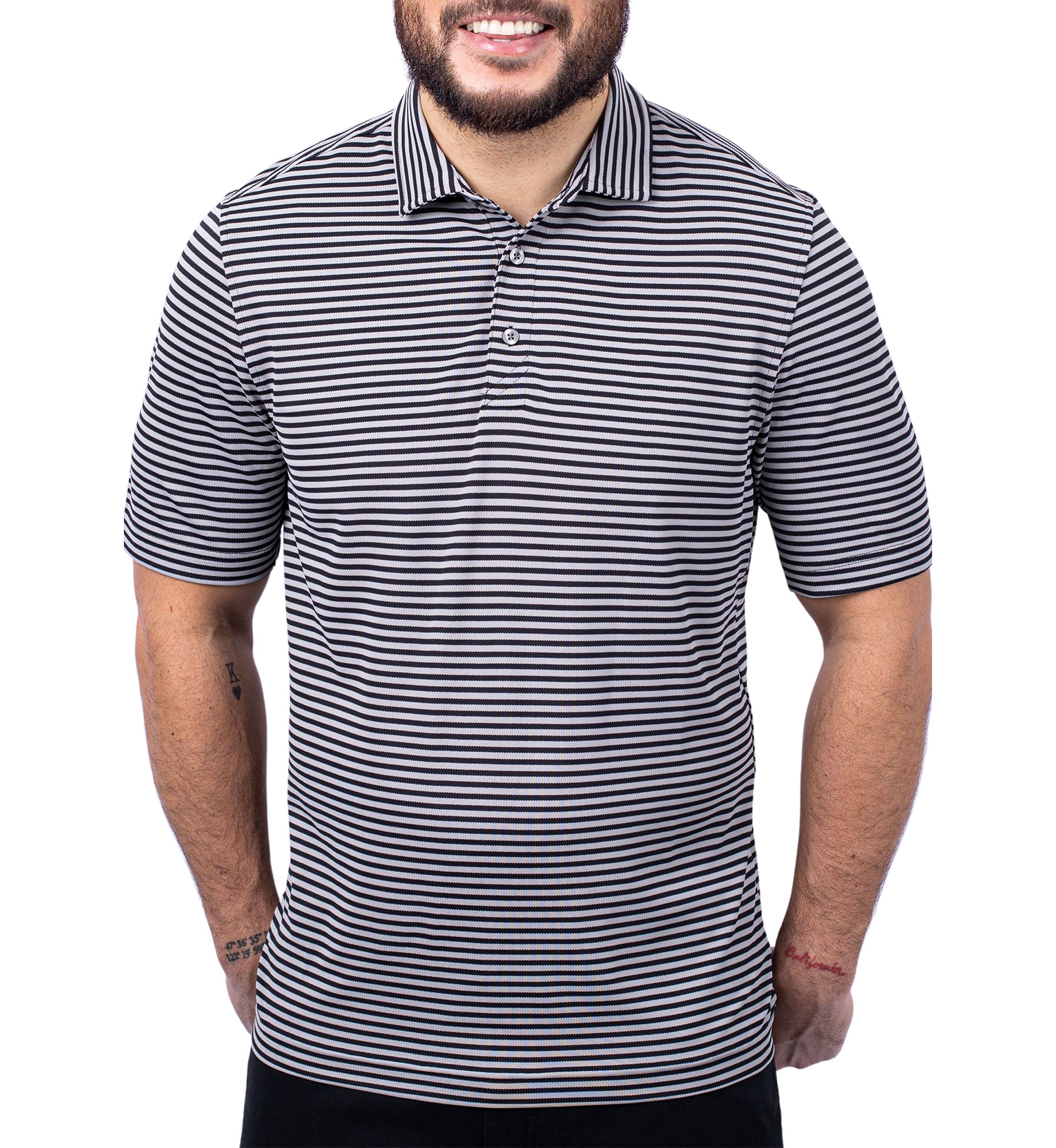 Big & Tall Virtue Eco Pique Stripe Recycled Mens Big and Tall Polo