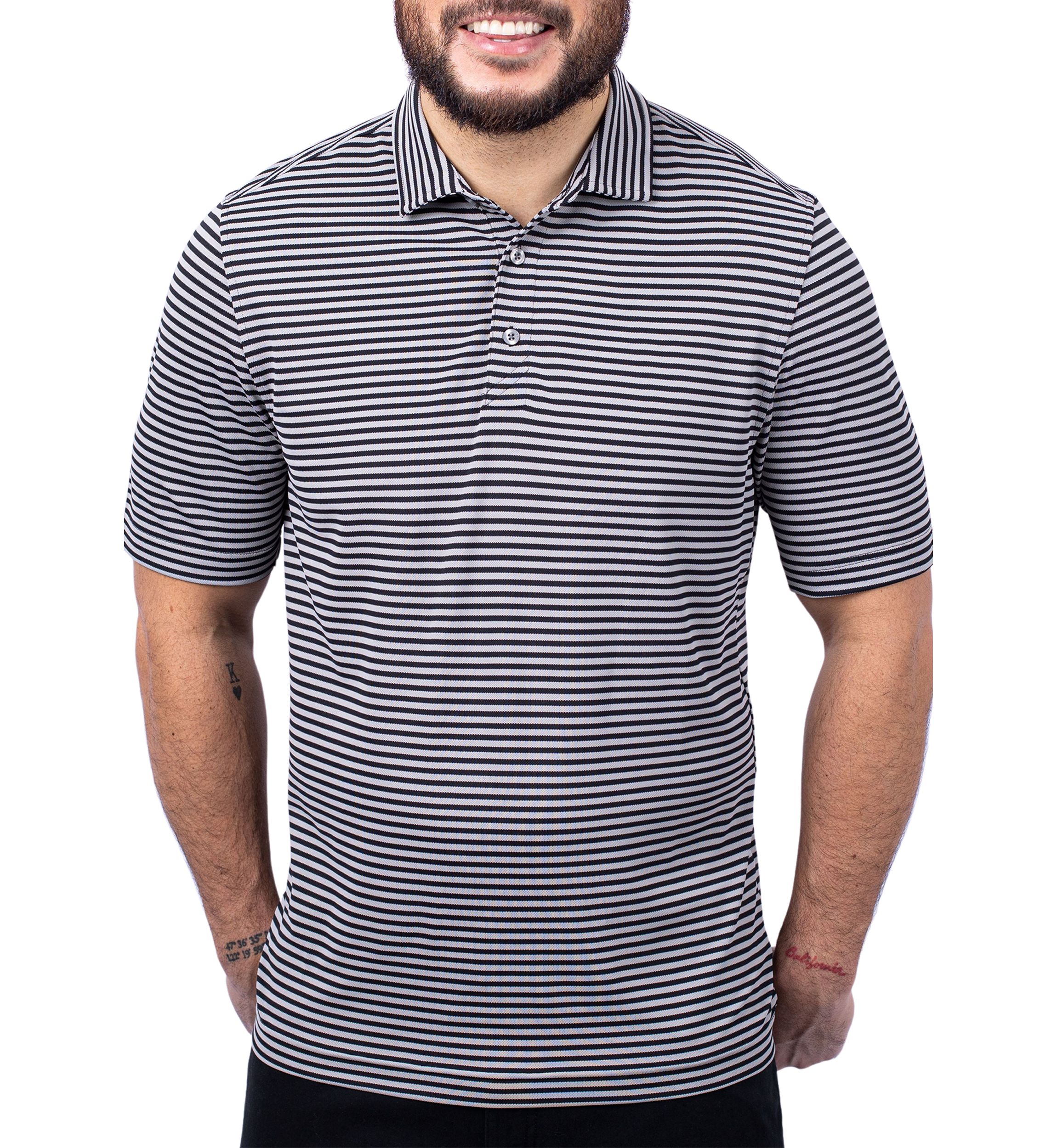 Big & Tall Virtue Eco Pique Stripe Recycled Mens Big and Tall Polo