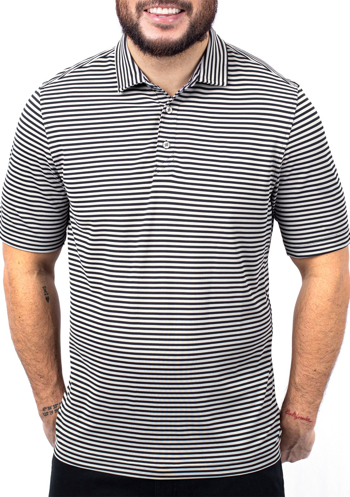 Big & Tall Virtue Eco Pique Stripe Recycled Mens Big and Tall Polo