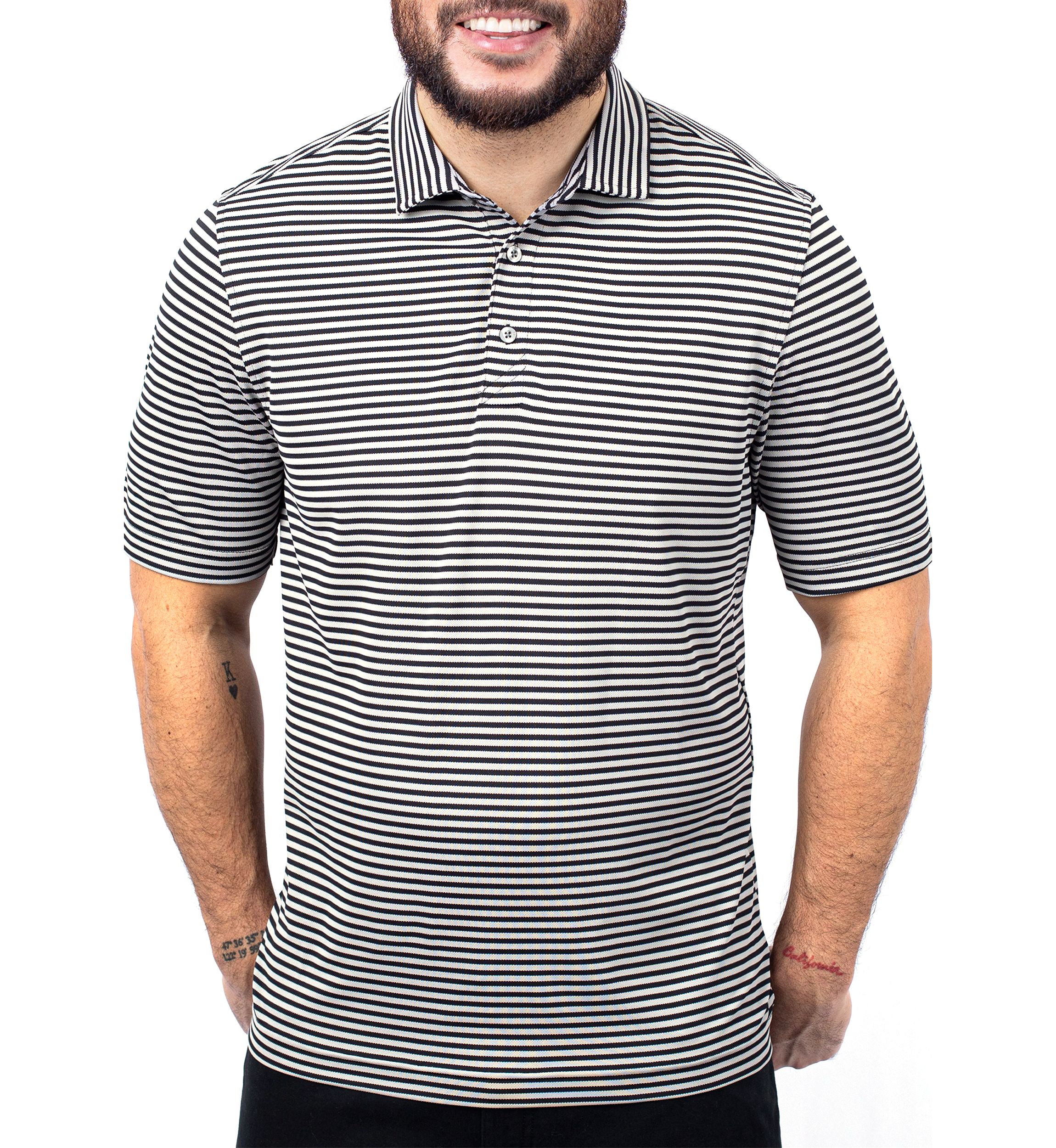 Big & Tall Virtue Eco Pique Stripe Recycled Mens Big and Tall Polo