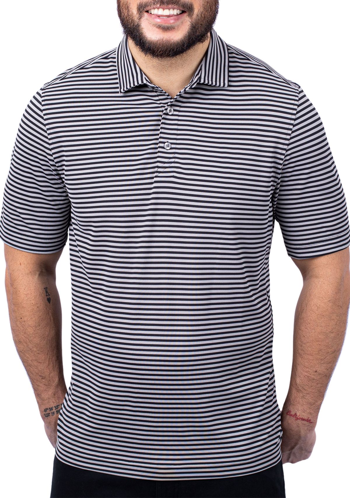 Big & Tall Virtue Eco Pique Stripe Recycled Mens Big and Tall Polo