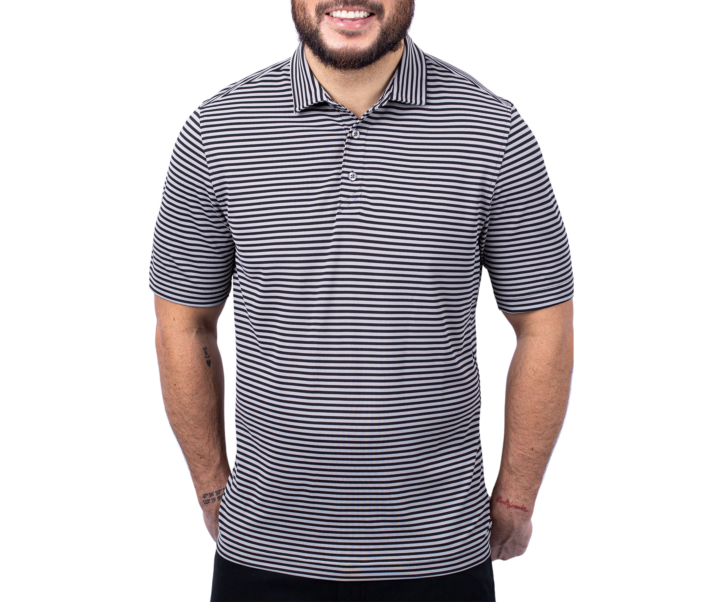 Big & Tall Virtue Eco Pique Stripe Recycled Mens Big and Tall Polo