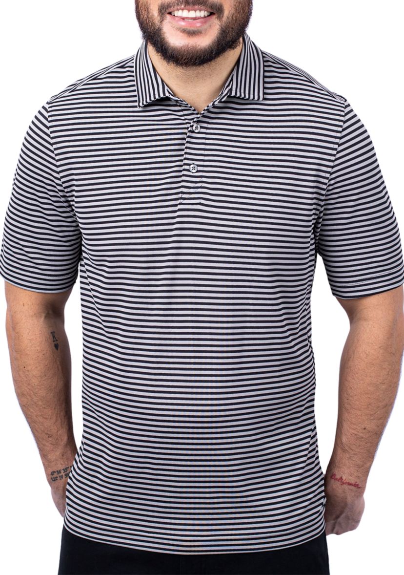 Big & Tall Virtue Eco Pique Stripe Recycled Mens Big and Tall Polo