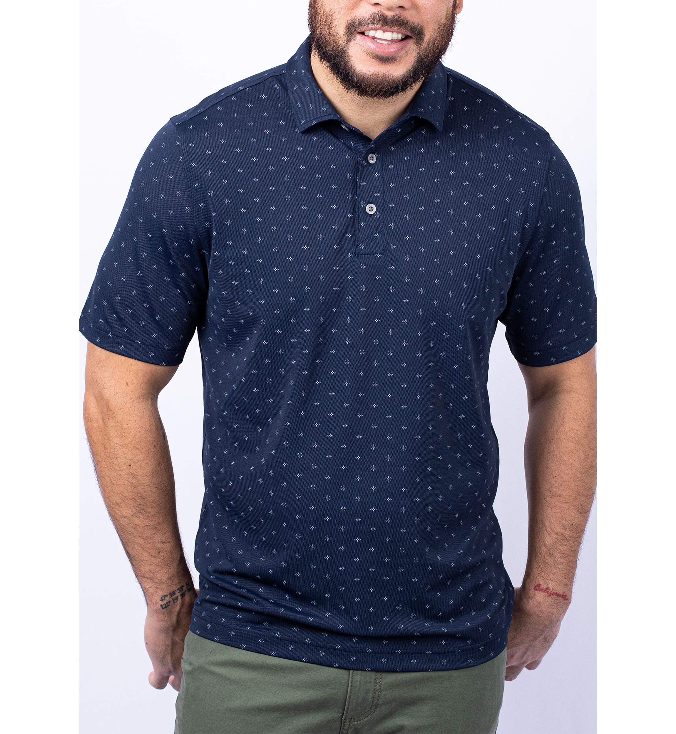 Virtue Eco Pique Tile Print Recycled Big & Tall Polo