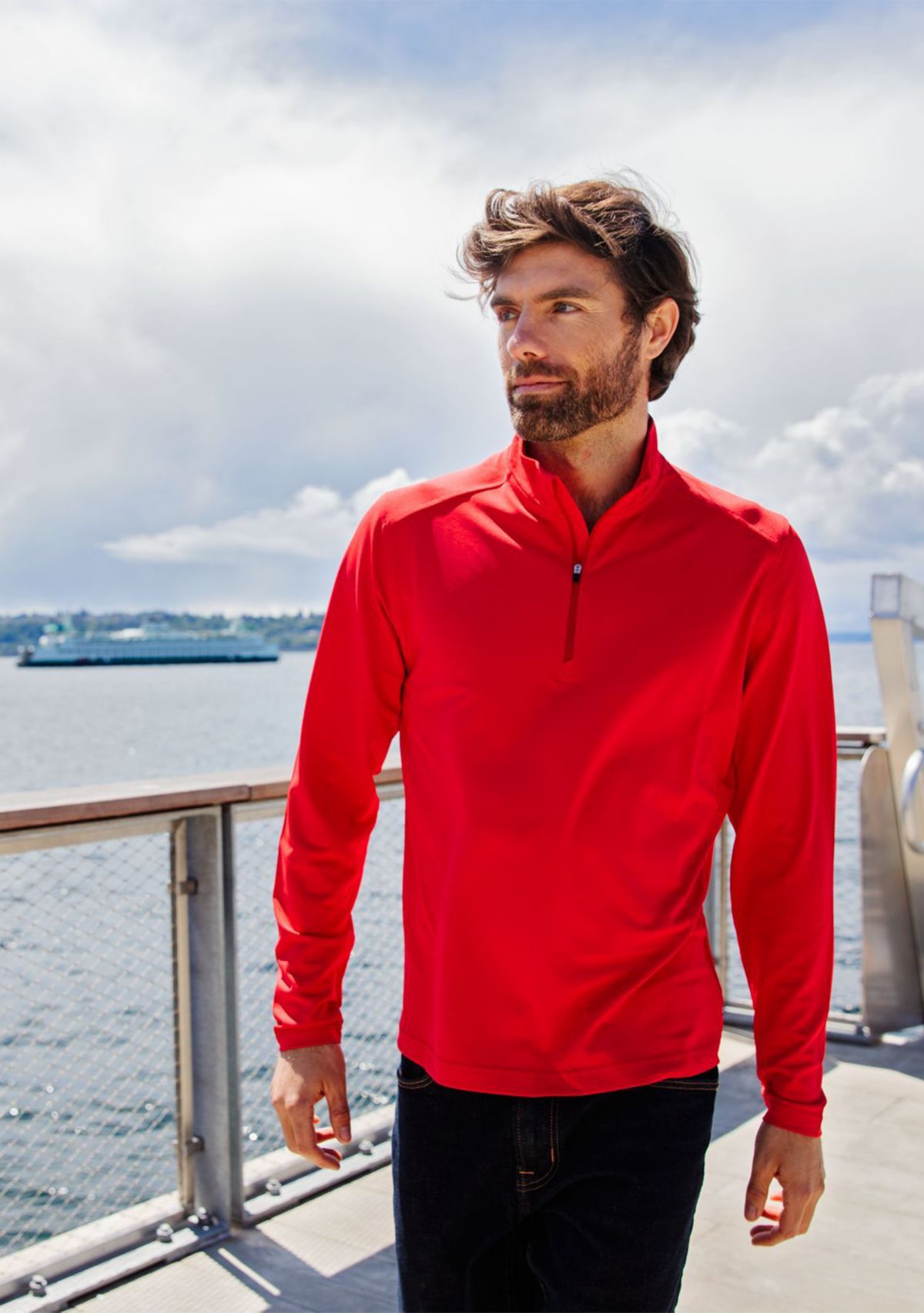 Virtue Eco Pique Recycled Quarter Zip Big & Tall Pullover