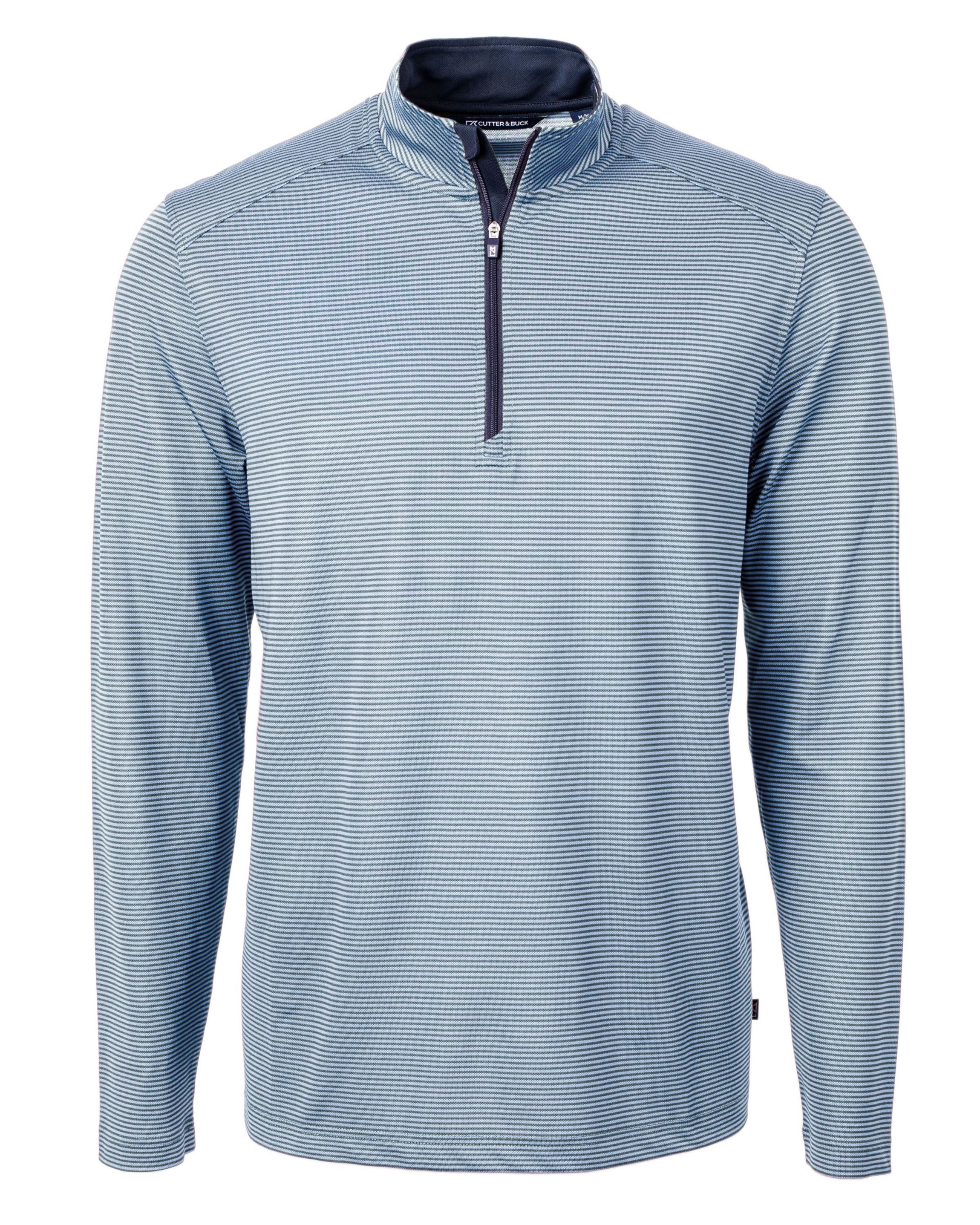 Virtue Eco Pique Micro Stripe Recycled Mens Big & Tall Quarter Zip
