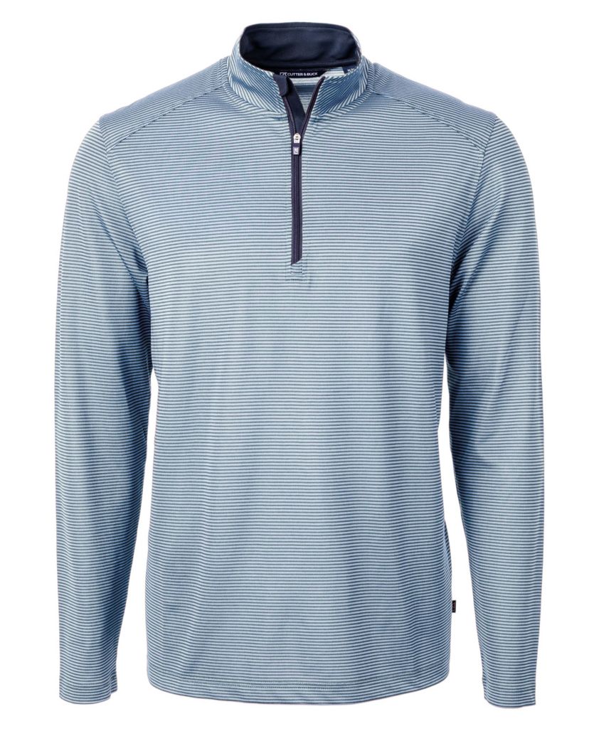 Virtue Eco Pique Micro Stripe Recycled Mens Big & Tall Quarter Zip