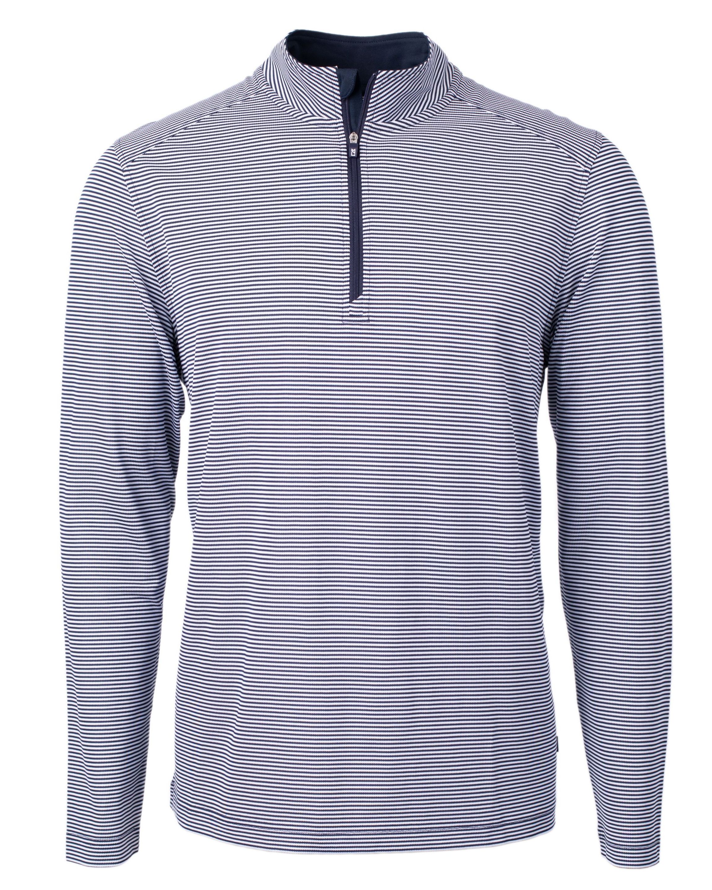 Virtue Eco Pique Micro Stripe Recycled Mens Big & Tall Quarter Zip