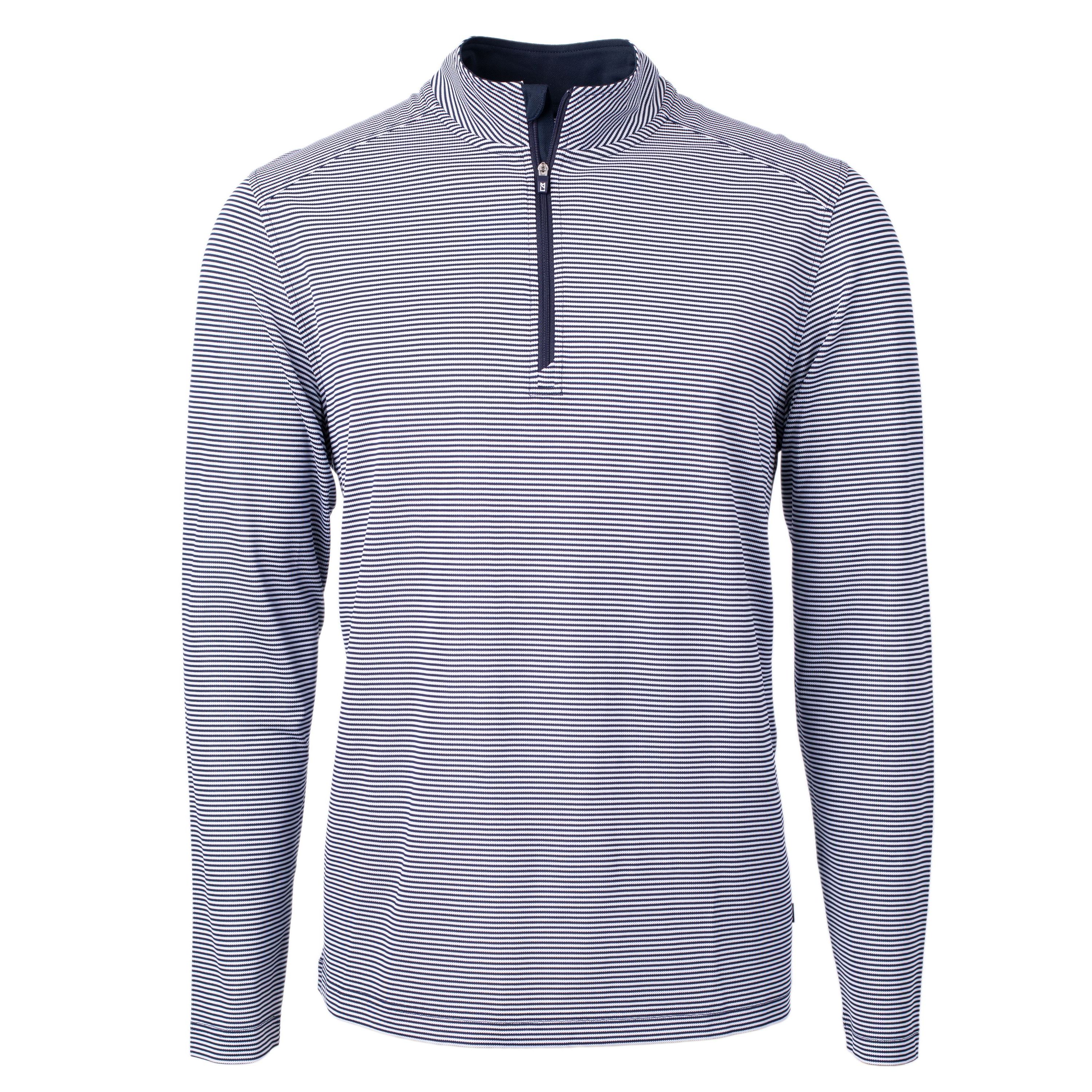 Virtue Eco Pique Micro Stripe Recycled Mens Big & Tall Quarter Zip