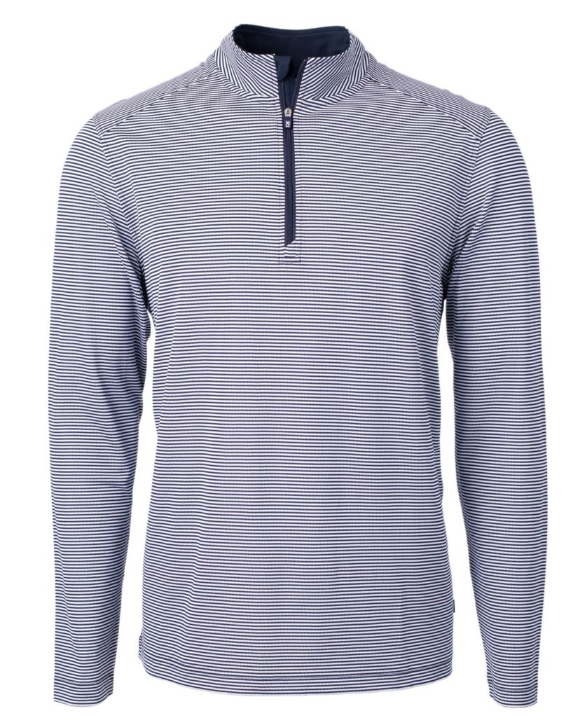 Virtue Eco Pique Micro Stripe Recycled Mens Big & Tall Quarter Zip