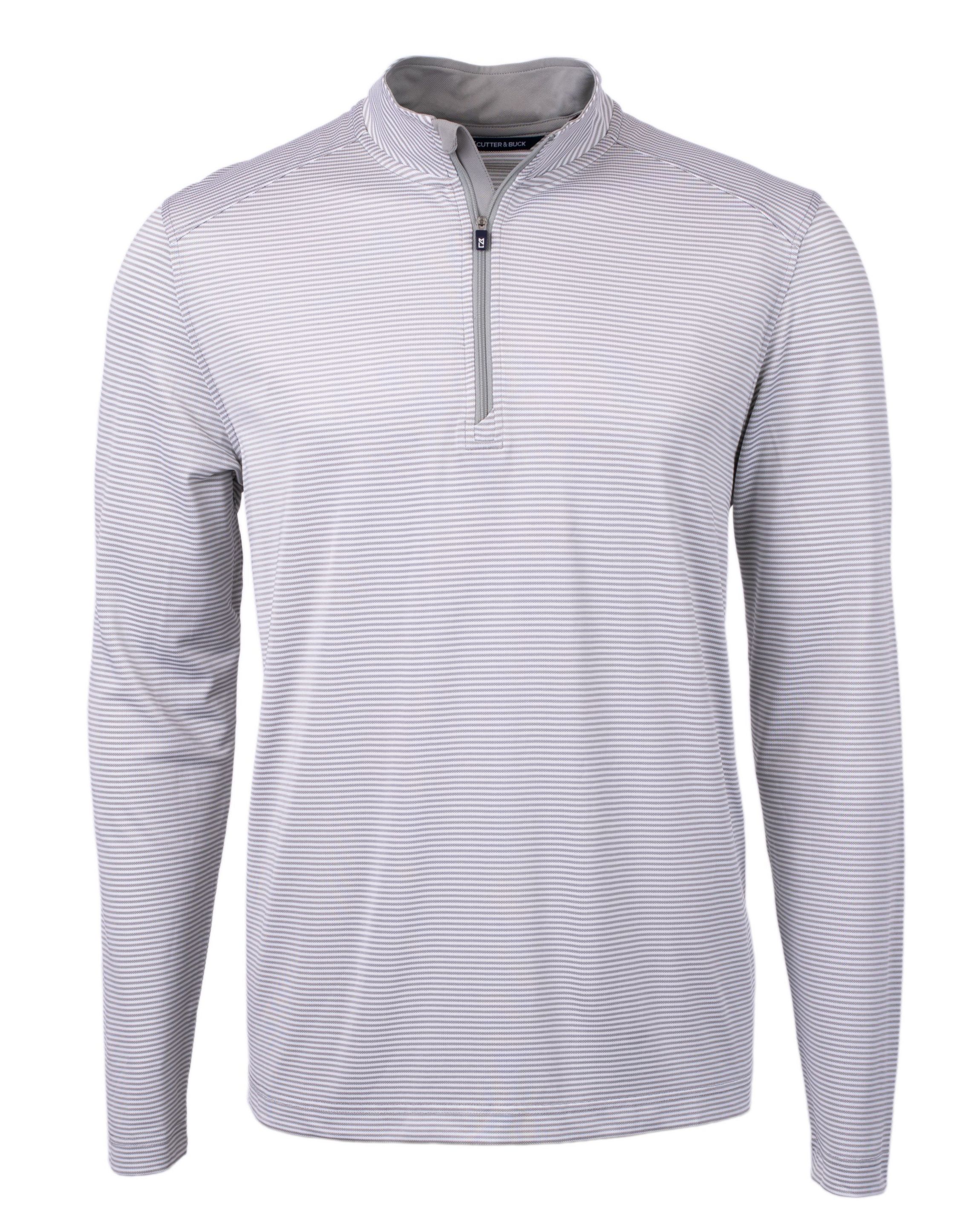 Virtue Eco Pique Micro Stripe Recycled Mens Big & Tall Quarter Zip