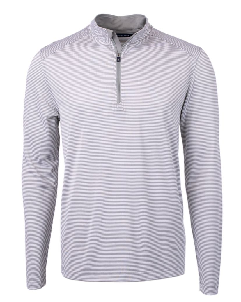 Virtue Eco Pique Micro Stripe Recycled Mens Big & Tall Quarter Zip
