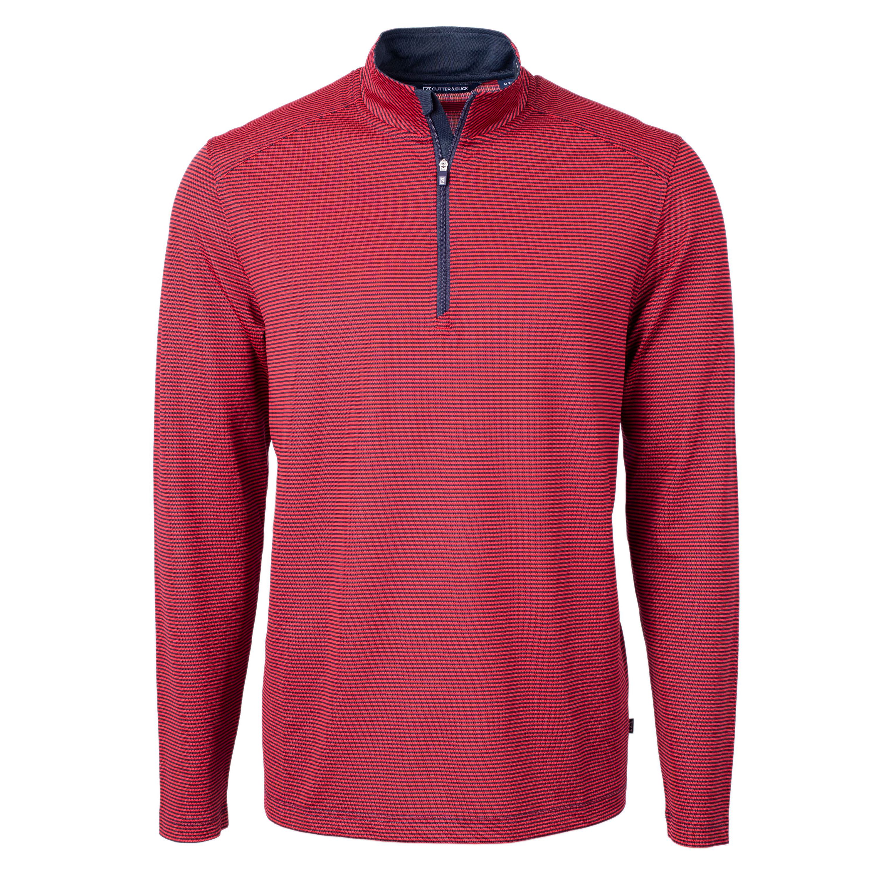 Virtue Eco Pique Micro Stripe Recycled Mens Big & Tall Quarter Zip