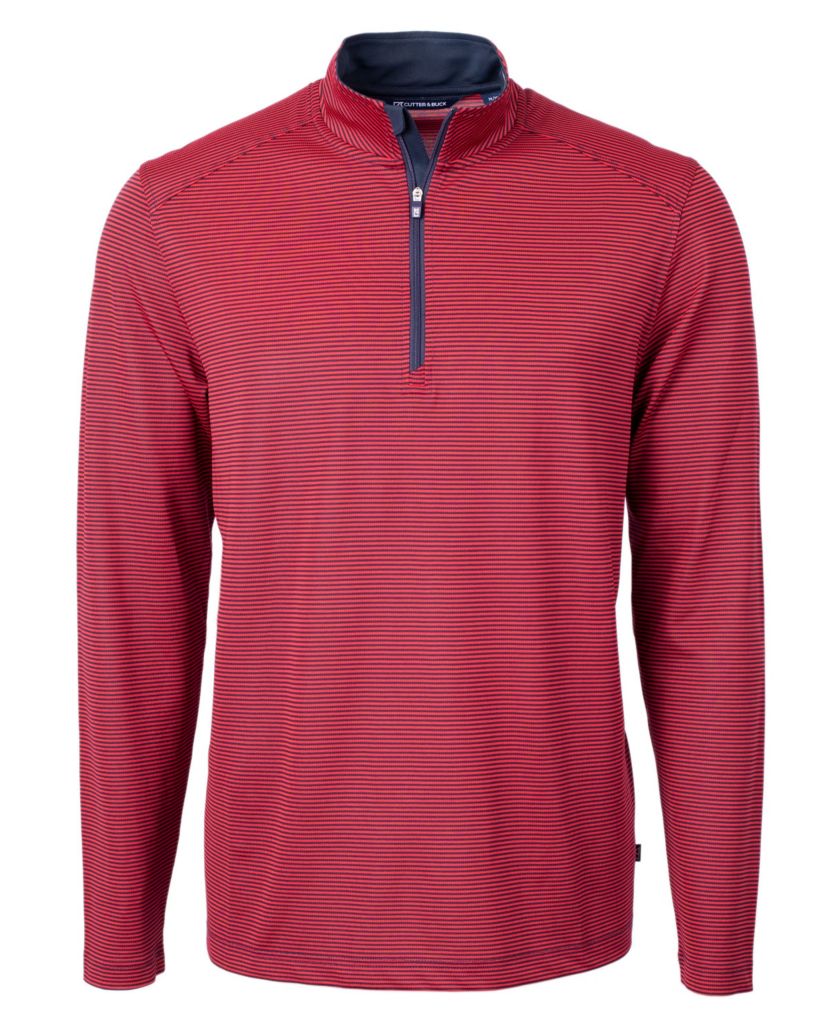 Virtue Eco Pique Micro Stripe Recycled Mens Big & Tall Quarter Zip