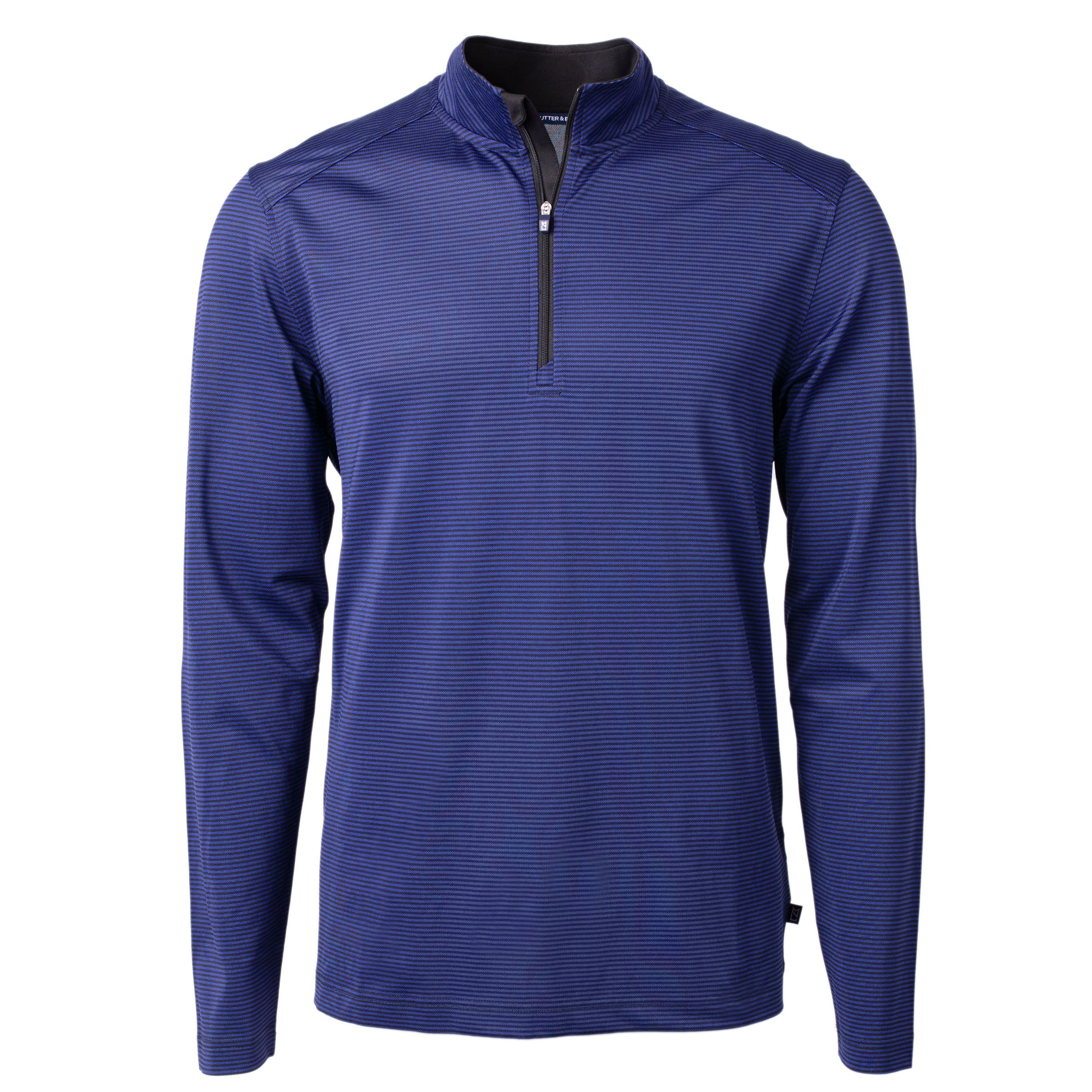 Virtue Eco Pique Micro Stripe Recycled Mens Big & Tall Quarter Zip