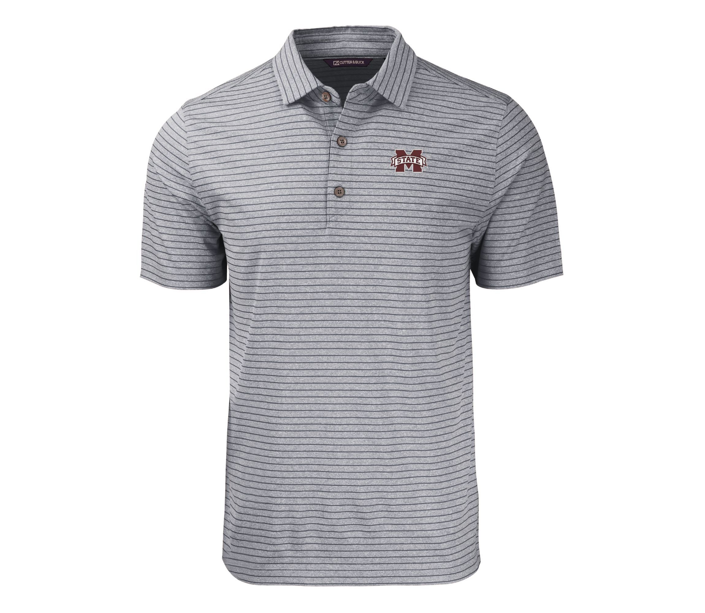 Big & Tall NCAA Mississippi State Bulldogs Forge Eco Heather Stripe Stretch Recycled Polo
