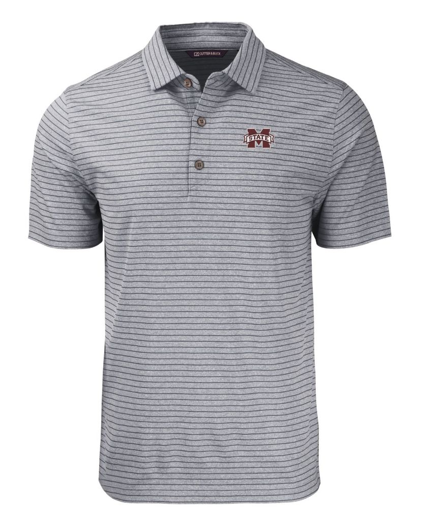 Big & Tall NCAA Mississippi State Bulldogs Forge Eco Heather Stripe Stretch Recycled Polo