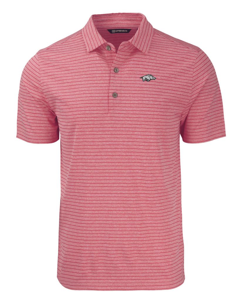 Big & Tall NCAA Arkansas Razorbacks Forge Eco Heather Stripe Stretch Recycled Polo