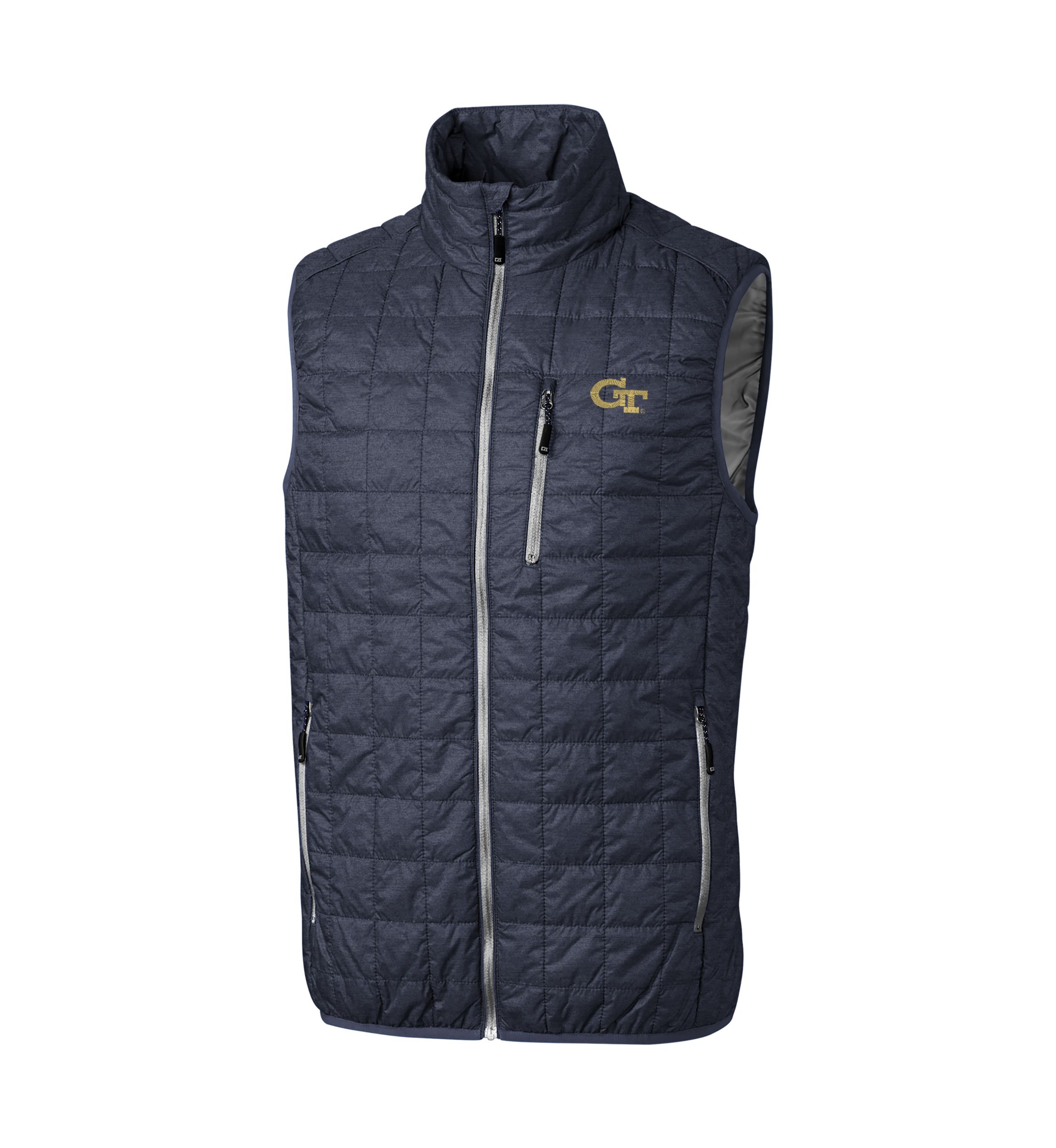 Georgia Tech Yellow Jackets NCAA Heathered Georgia Tech Jackets Big & Tall Rainier PrimaLoft Eco Full-Zip Puffer Vest