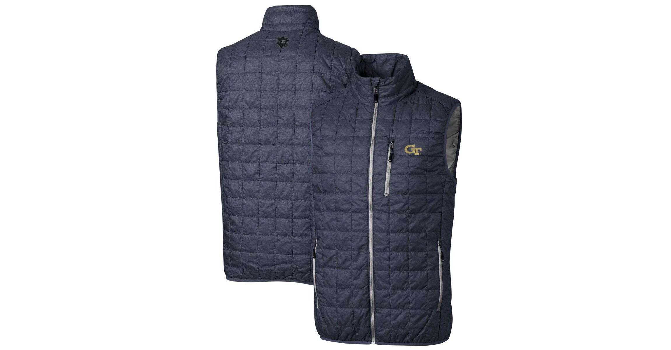 Georgia Tech Yellow Jackets NCAA Heathered Georgia Tech Jackets Big & Tall Rainier PrimaLoft Eco Full-Zip Puffer Vest
