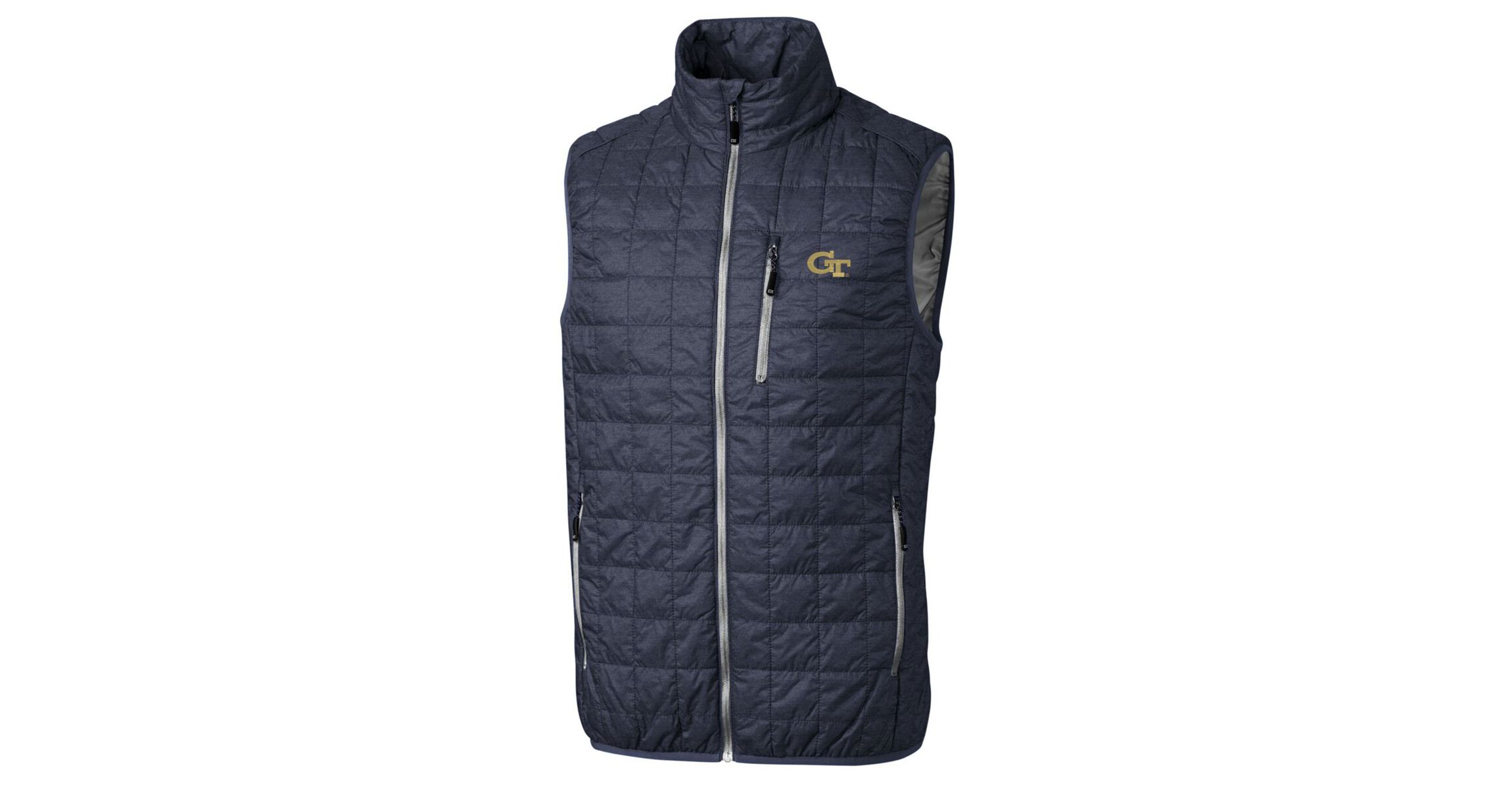 Georgia Tech Yellow Jackets NCAA Heathered Georgia Tech Jackets Big & Tall Rainier PrimaLoft Eco Full-Zip Puffer Vest