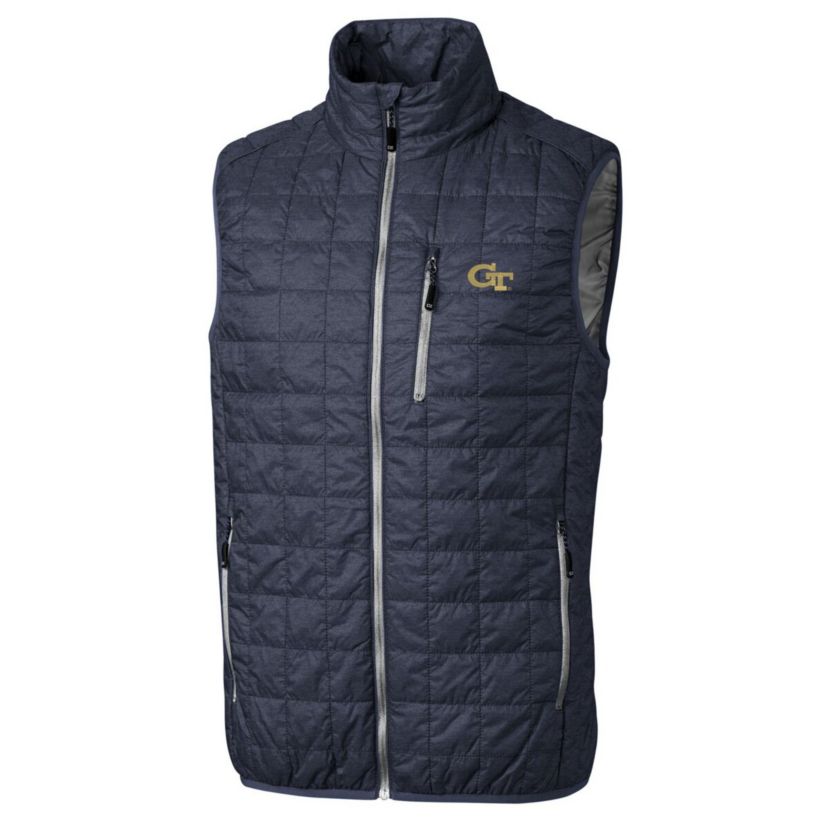 Georgia Tech Yellow Jackets NCAA Heathered Georgia Tech Jackets Big & Tall Rainier PrimaLoft Eco Full-Zip Puffer Vest