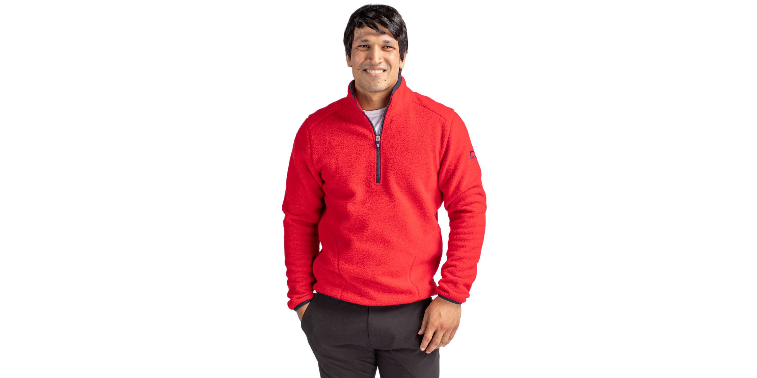 Cascade Eco Sherpa Fleece Mens Big & Tall Quarter Zip Jacket
