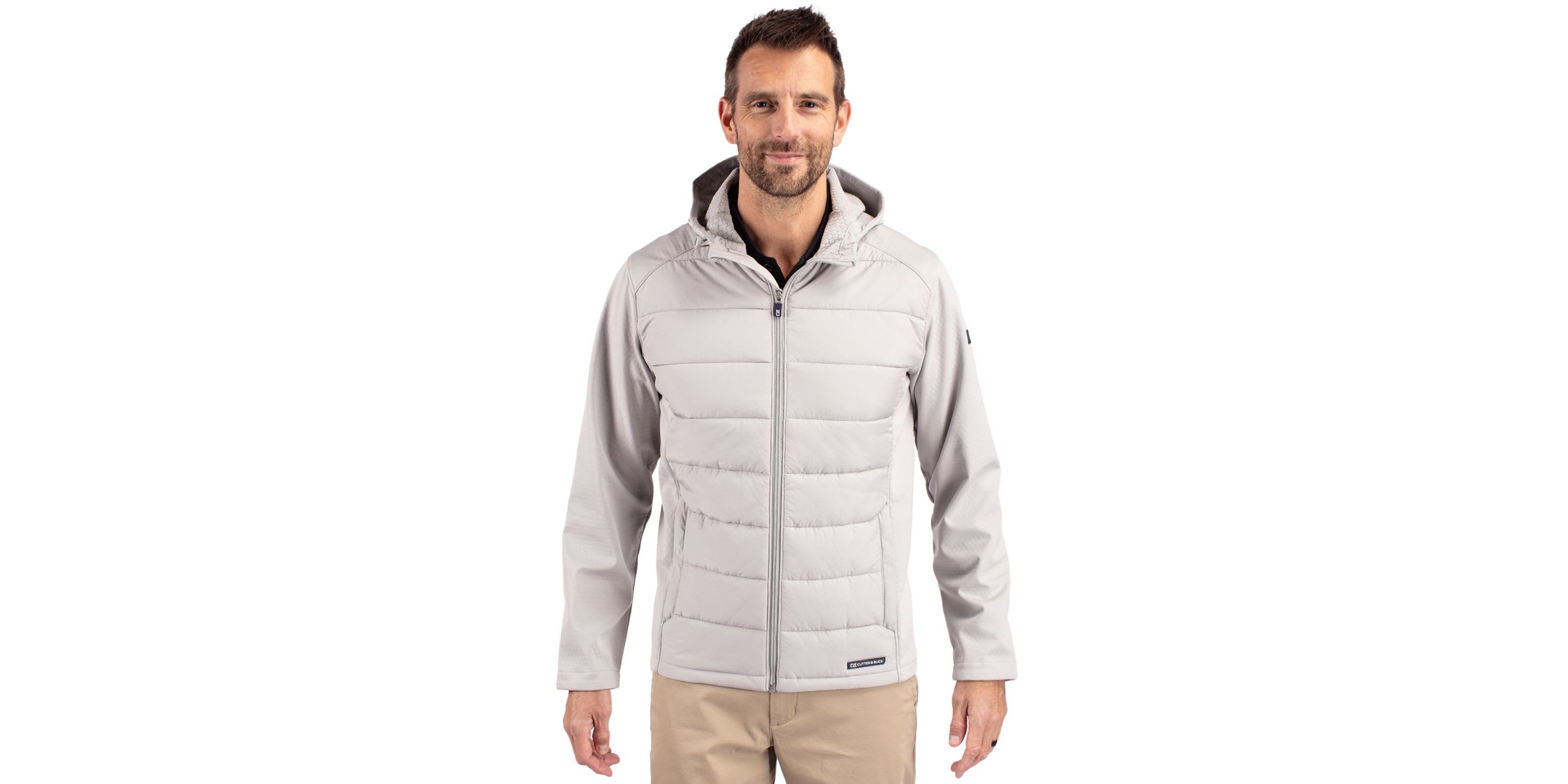 Cutter & Buck Evoke Hybrid Eco Softshell Recycled Full Zip Mens Big & Tall Hooded Jacket