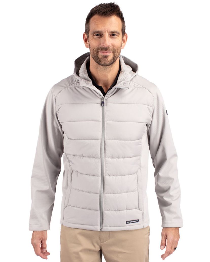 Cutter & Buck Evoke Hybrid Eco Softshell Recycled Full Zip Mens Big & Tall Hooded Jacket