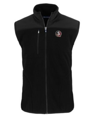 Cutter & Buck Men's NCAA Florida State Seminoles Big & Tall Cascade Eco Sherpa Fleece Full-Zip Vest, Black, 5XL Big -  0197947068405