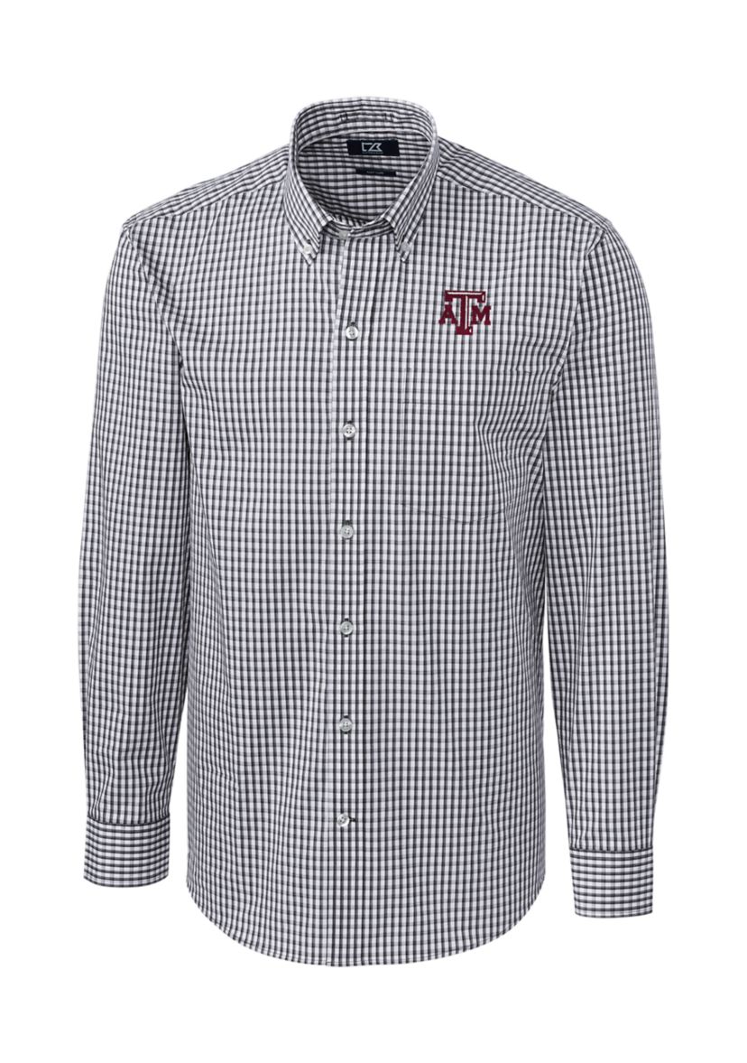 NCAA Texas A&M Aggies Big & Tall Stretch Gingham Long Sleeve Button Down Shirt