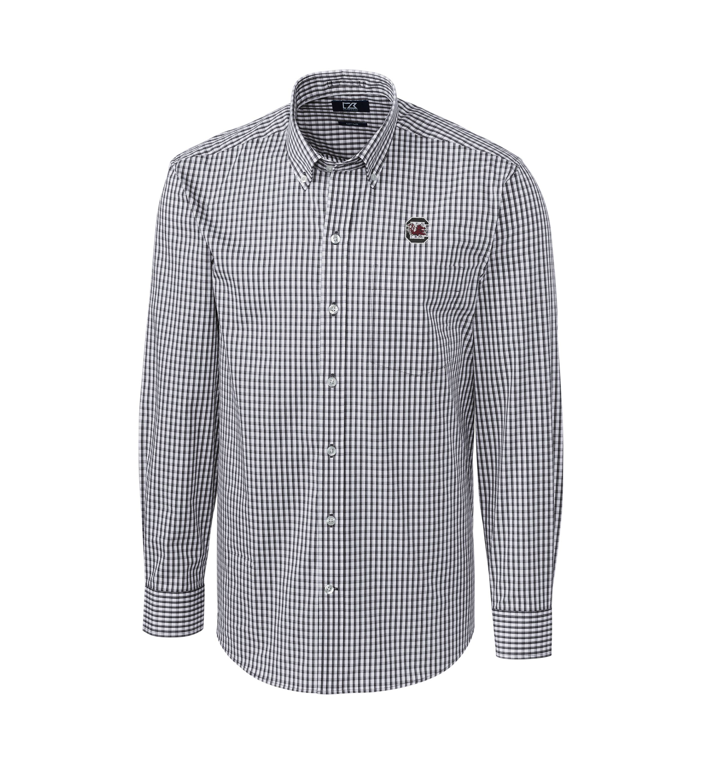 NCAA South Carolina Gamecocks Big & Tall Stretch Gingham Long Sleeve Button Down Shirt