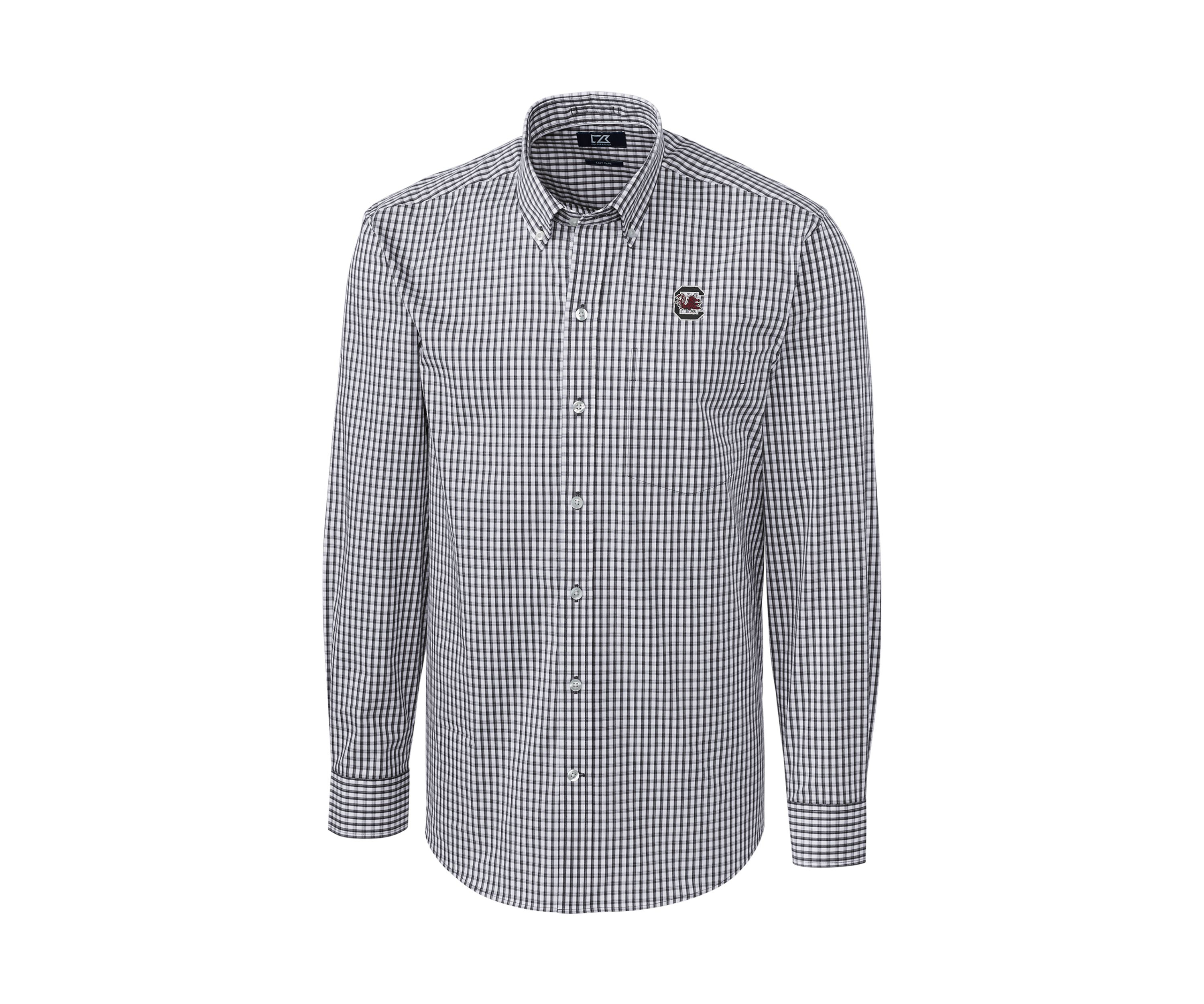 NCAA South Carolina Gamecocks Big & Tall Stretch Gingham Long Sleeve Button Down Shirt