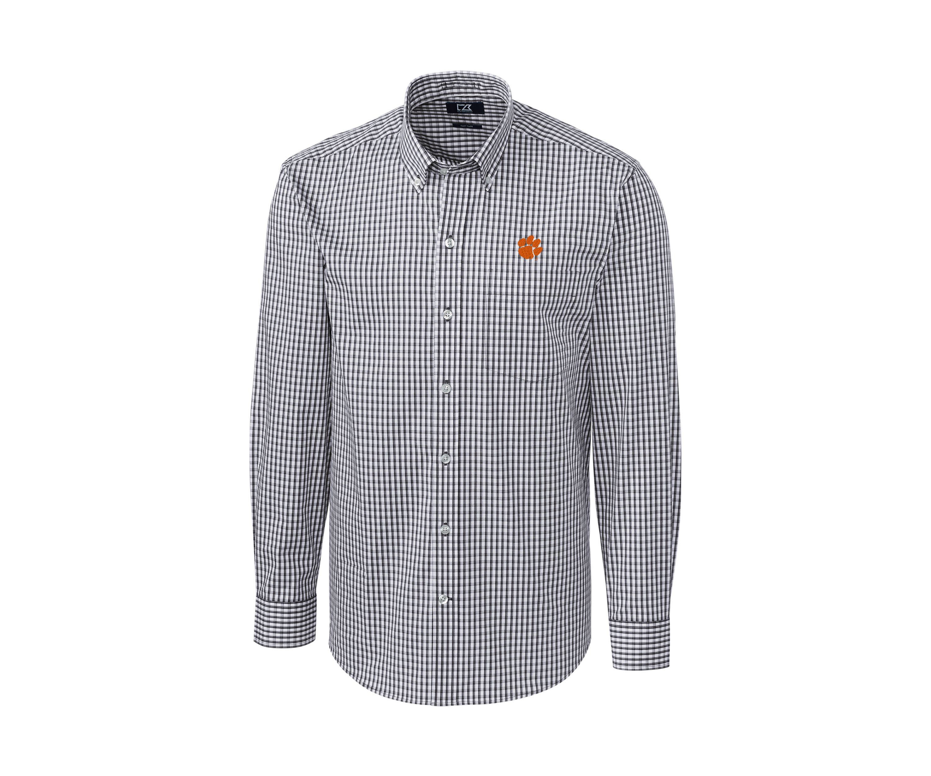 NCAA Clemson Tigers Big & Tall Stretch Gingham Long Sleeve Button Down Shirt
