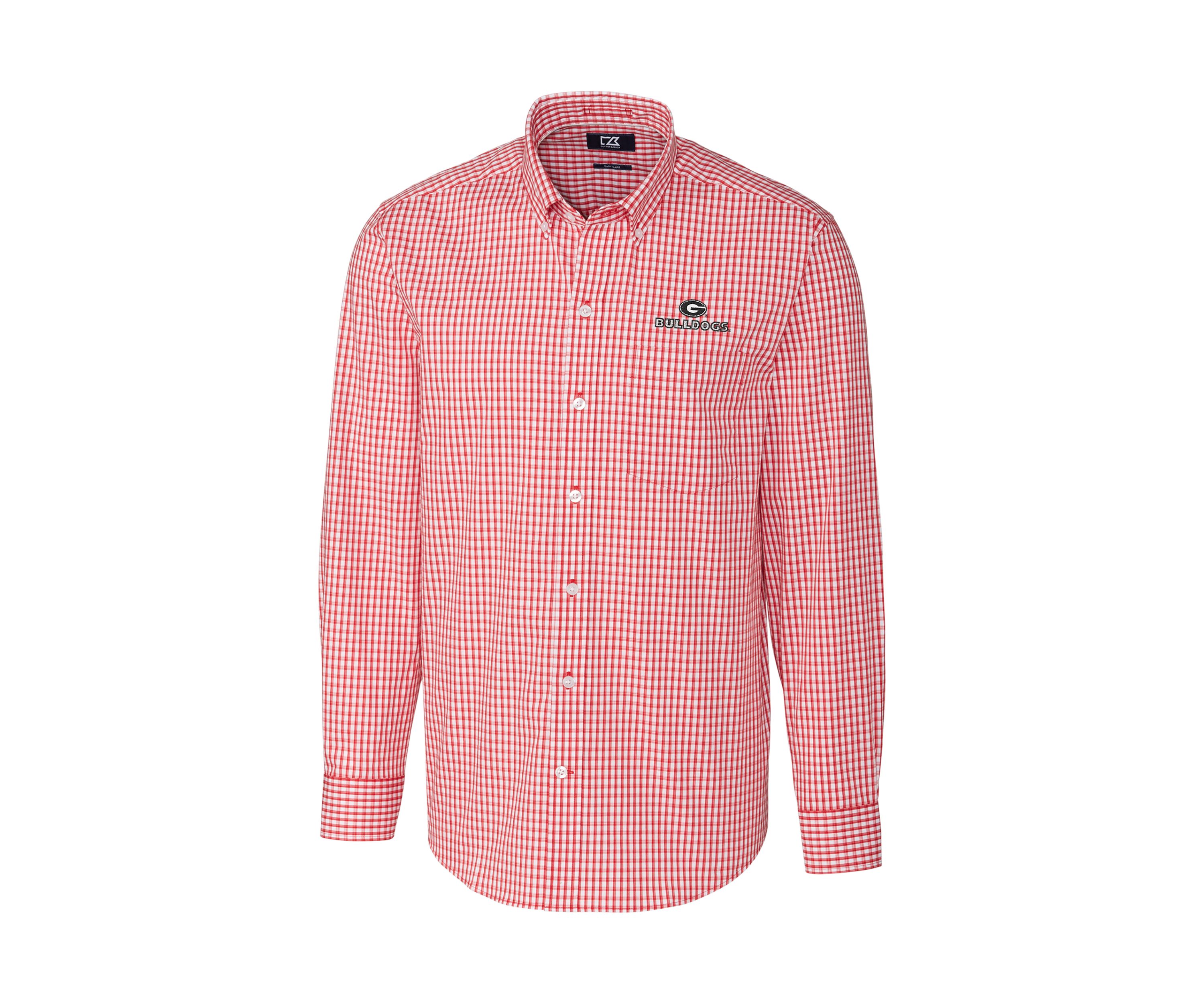 Big & Tall NCAA Georgia Bulldogs Long Sleeve Stretch Gingham Button Down