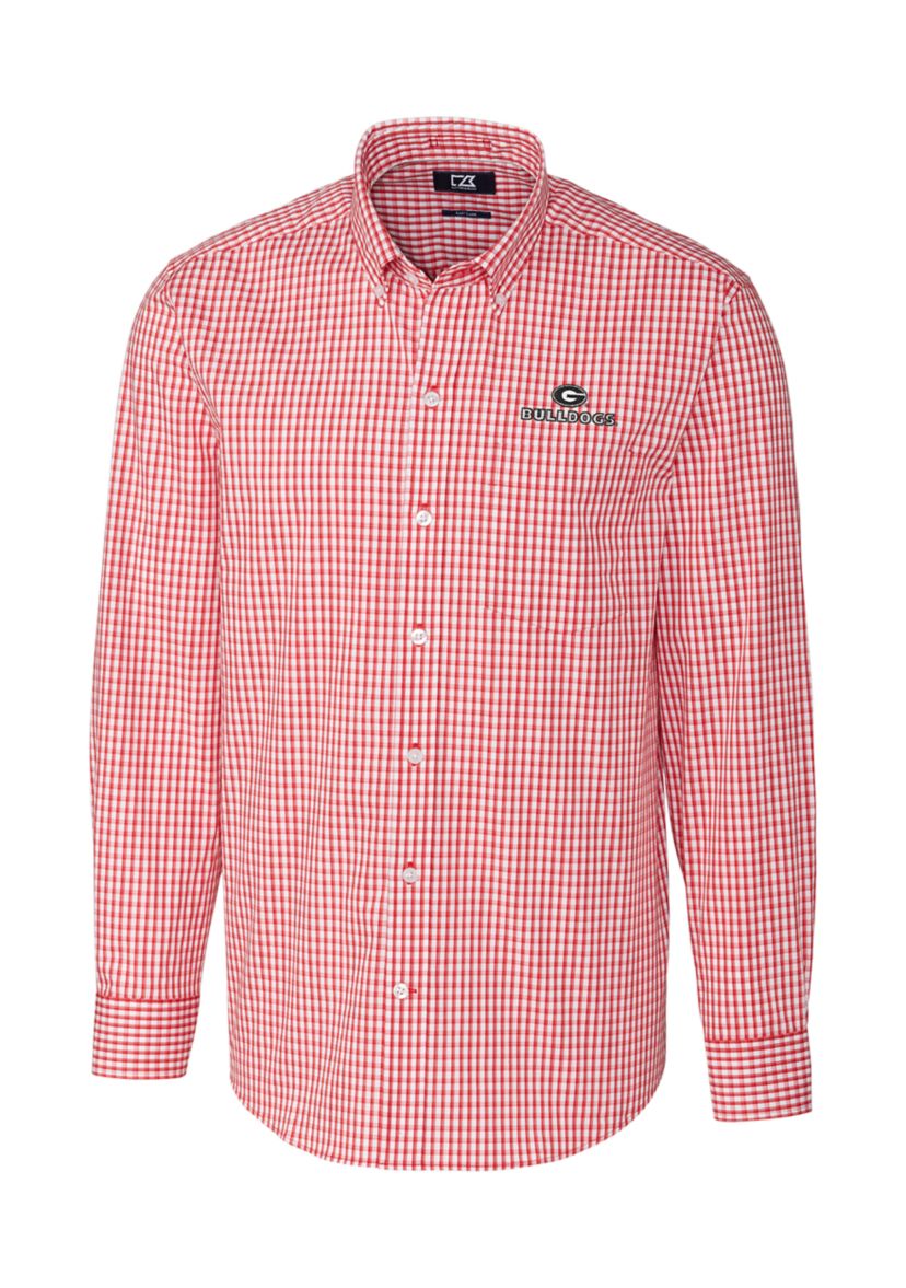 Big & Tall NCAA Georgia Bulldogs Long Sleeve Stretch Gingham Button Down
